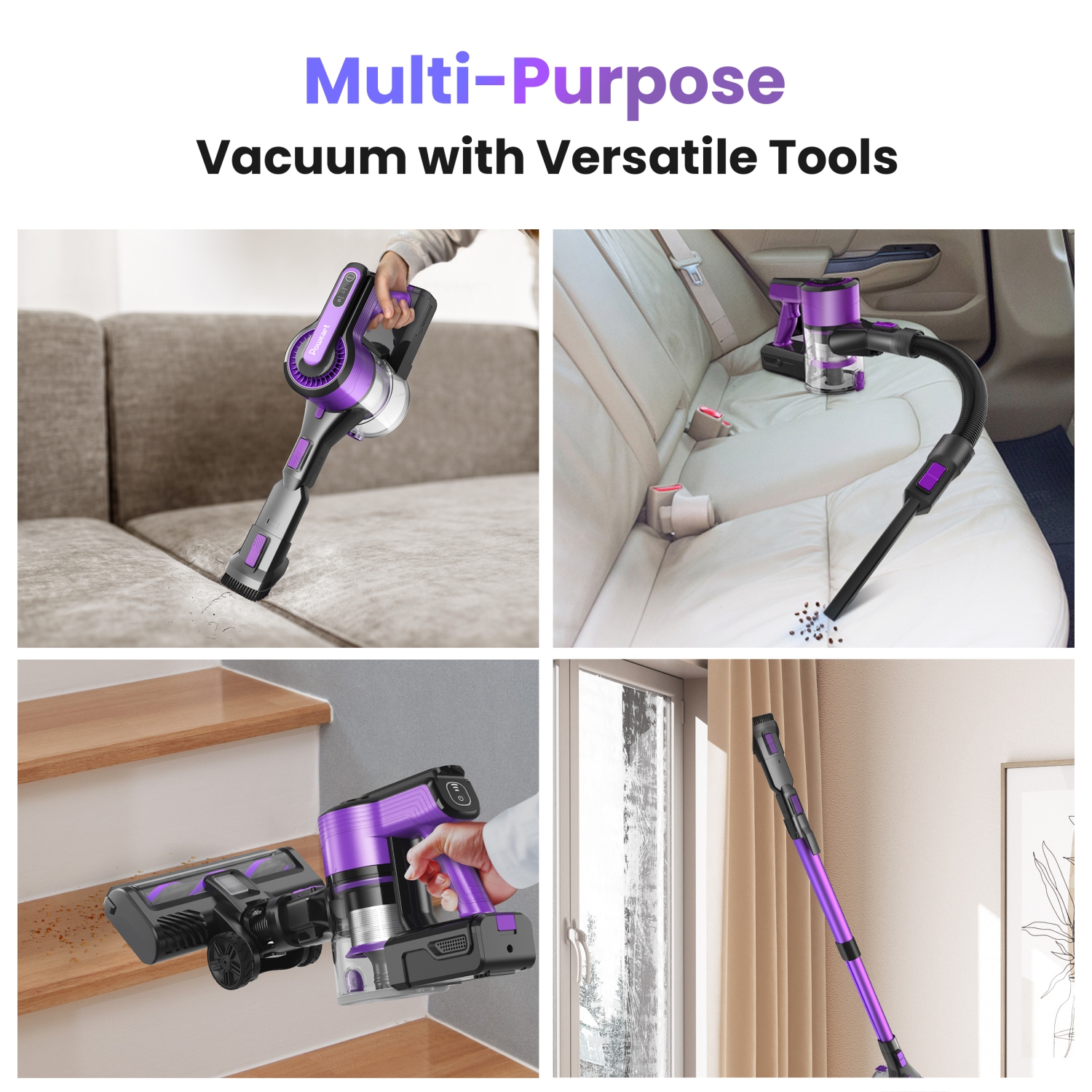 Aspirateurs V870, aspirateur sans fil 50Kpa 350 W 45Mins, aspirateur-balai avec écran tactile LED, aspirateur sans fil antienchevêtrement,