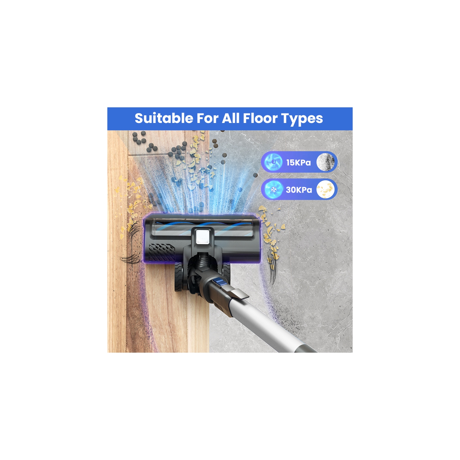 V870 Vacuum Cleaners, 50Kpa 450W 45Mins Cordless Vacuum Cleaner, Stick Vacuum with LED Touch Screen, Anti-tangle Wireless Vacuum, Rechargeable