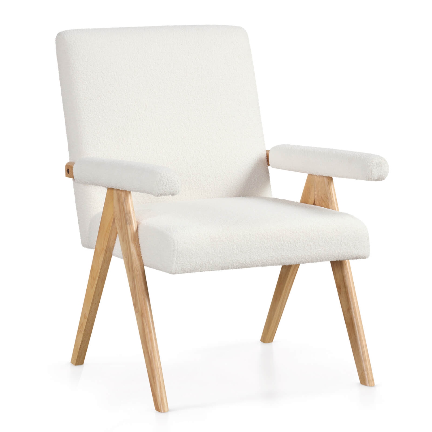 Fauteuil d'appoint moderne mi-siècle 1 PCS de Costway avec cadre en bois d'hévéa massif et accoudoirs rembourrés
