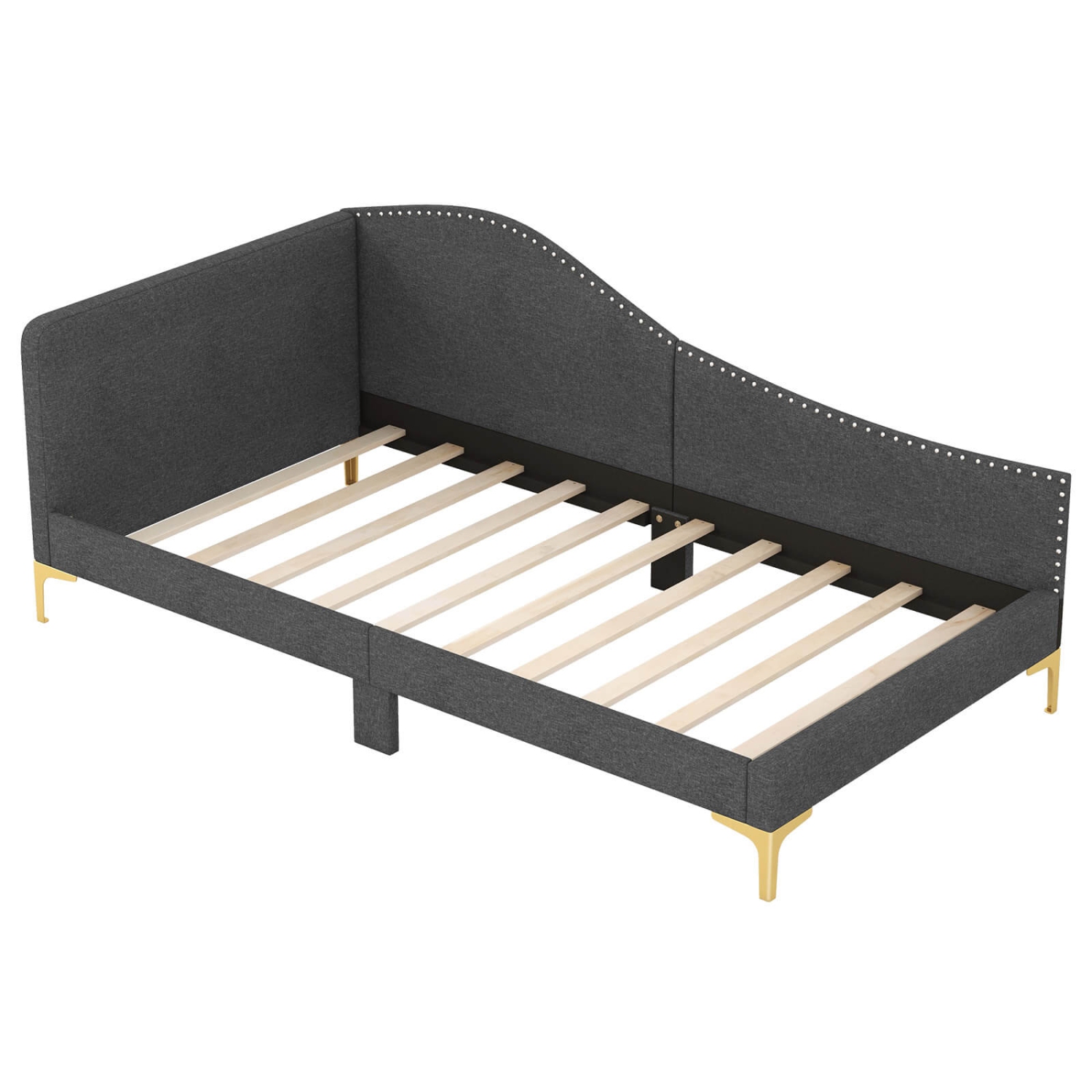 Costway Twin Size Upholstered Daybed Rivet-Tufted Platform Bed with Metal Legs