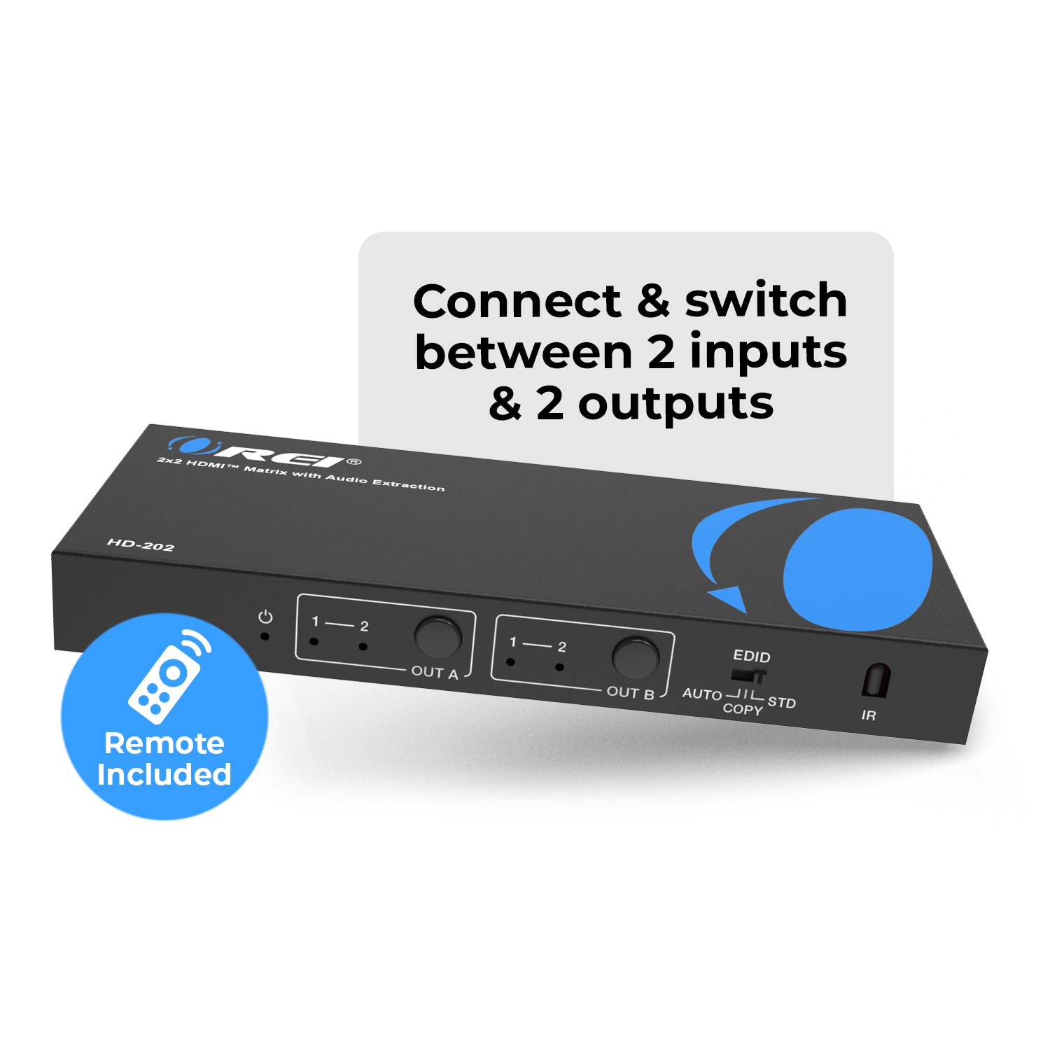 OREI 4K@30Hz 2x2 HDMI Matrix Switch with Audio Extractor