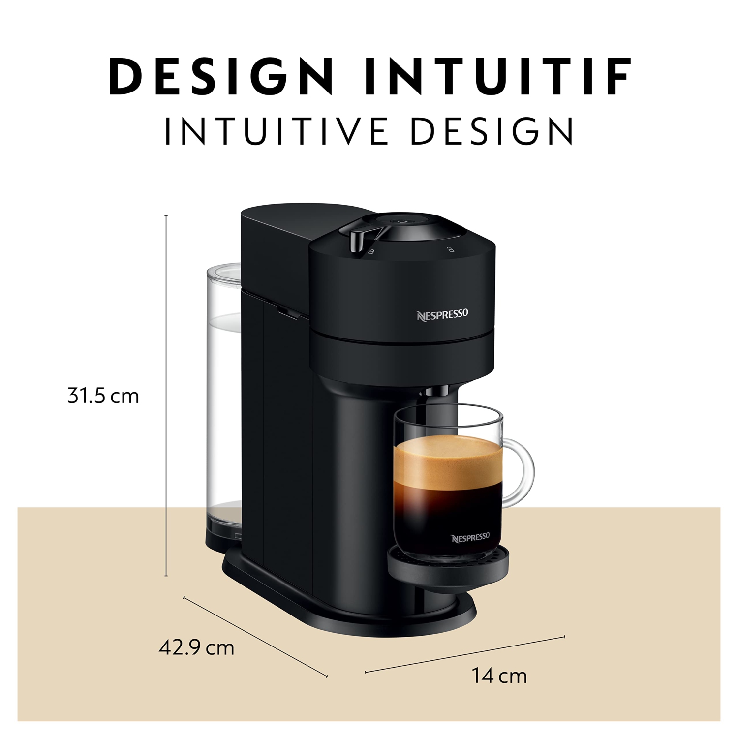 Machine à café et à espresso Nespresso Vertuo Next par De'Longhi, noir mat