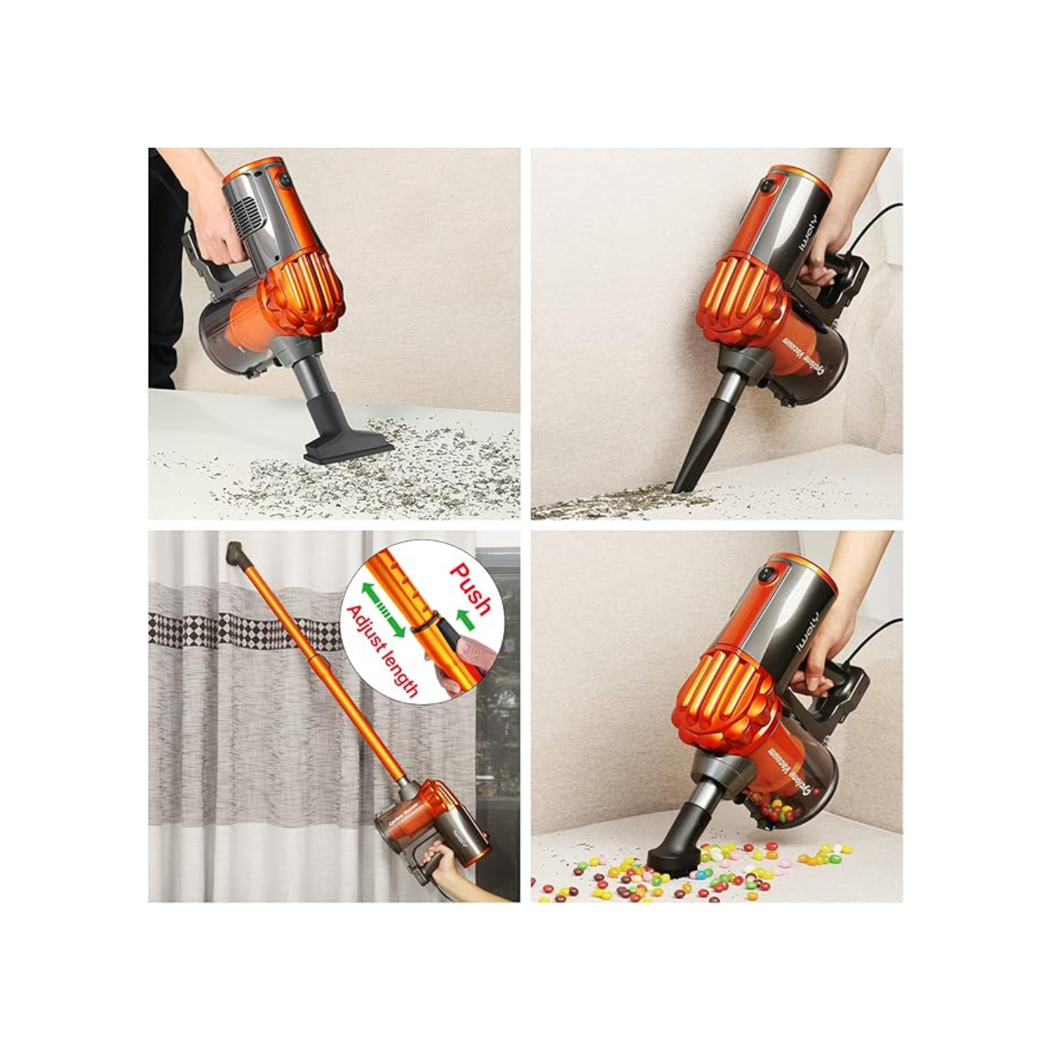 Aspirateur-balai et aspirateur à main sans sac V600 d'iwoly avec long cordon d'alimentation 7&nbsp;m