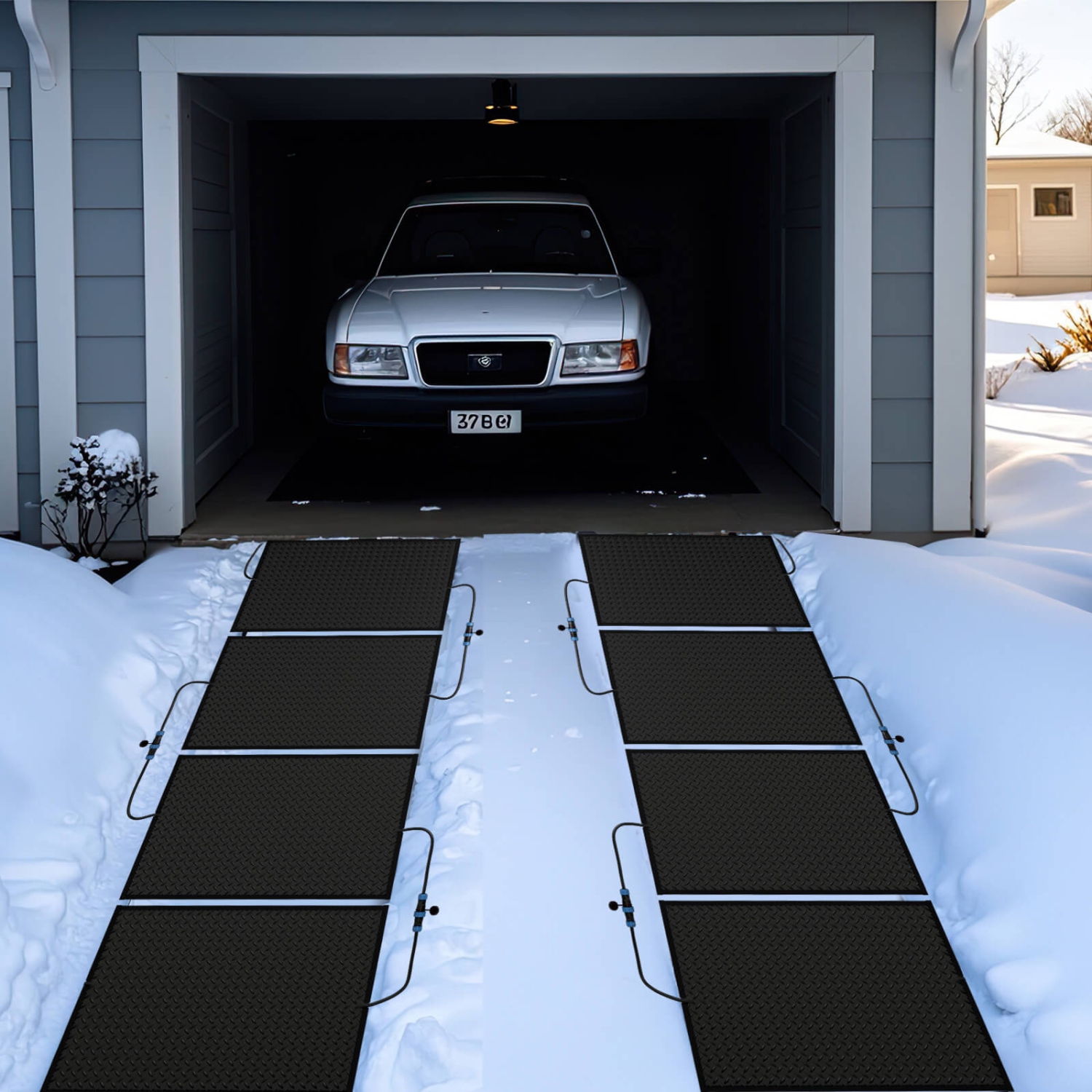 Costway 30" x 30" Heated Snow Melting Mat with 3 in/h Speed Non-Slip Rubber for Walkway Power Cord Excluded