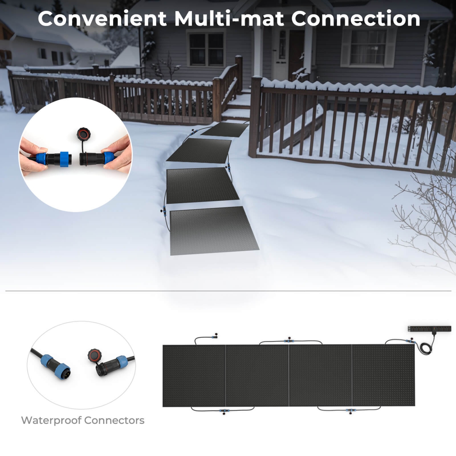 Costway 30" x 30" Heated Snow Melting Mat with 3 in/h Speed Non-Slip Rubber for Walkway Power Cord Excluded