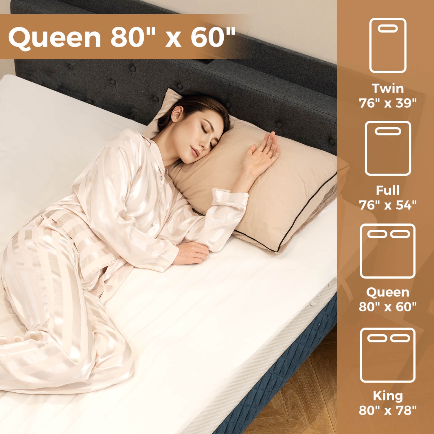 Costway 80" x 60" Heated Mattress Pad Queen Size Machine Washable Electric Bed Warmer