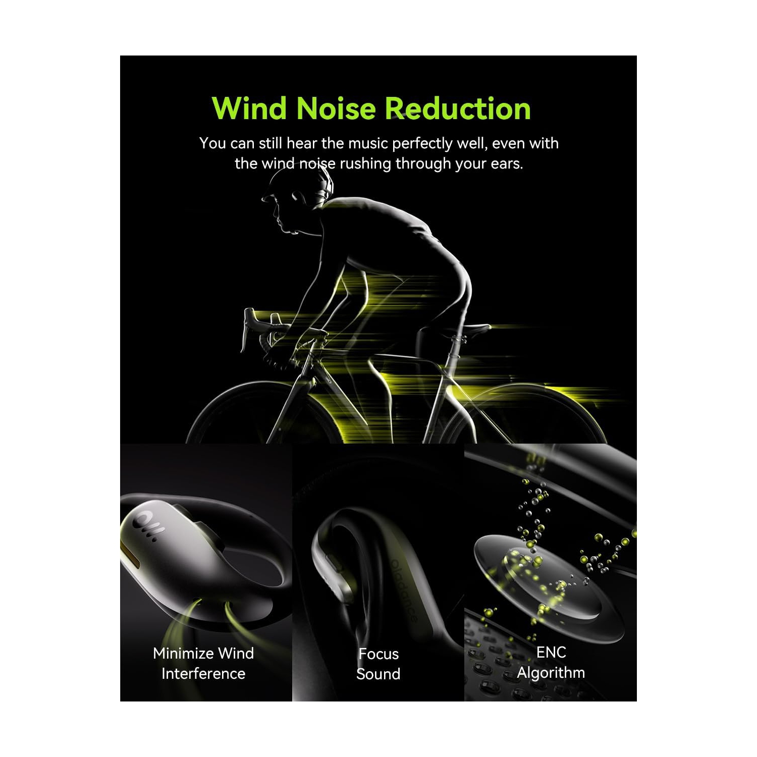 Oladance Open-Ear Headphone Sports, 15 Hours Open Wearable Stereo Bluetooth Headphones IPX8 Waterproof for Running Cycling Gym, Wireless Bluetooth