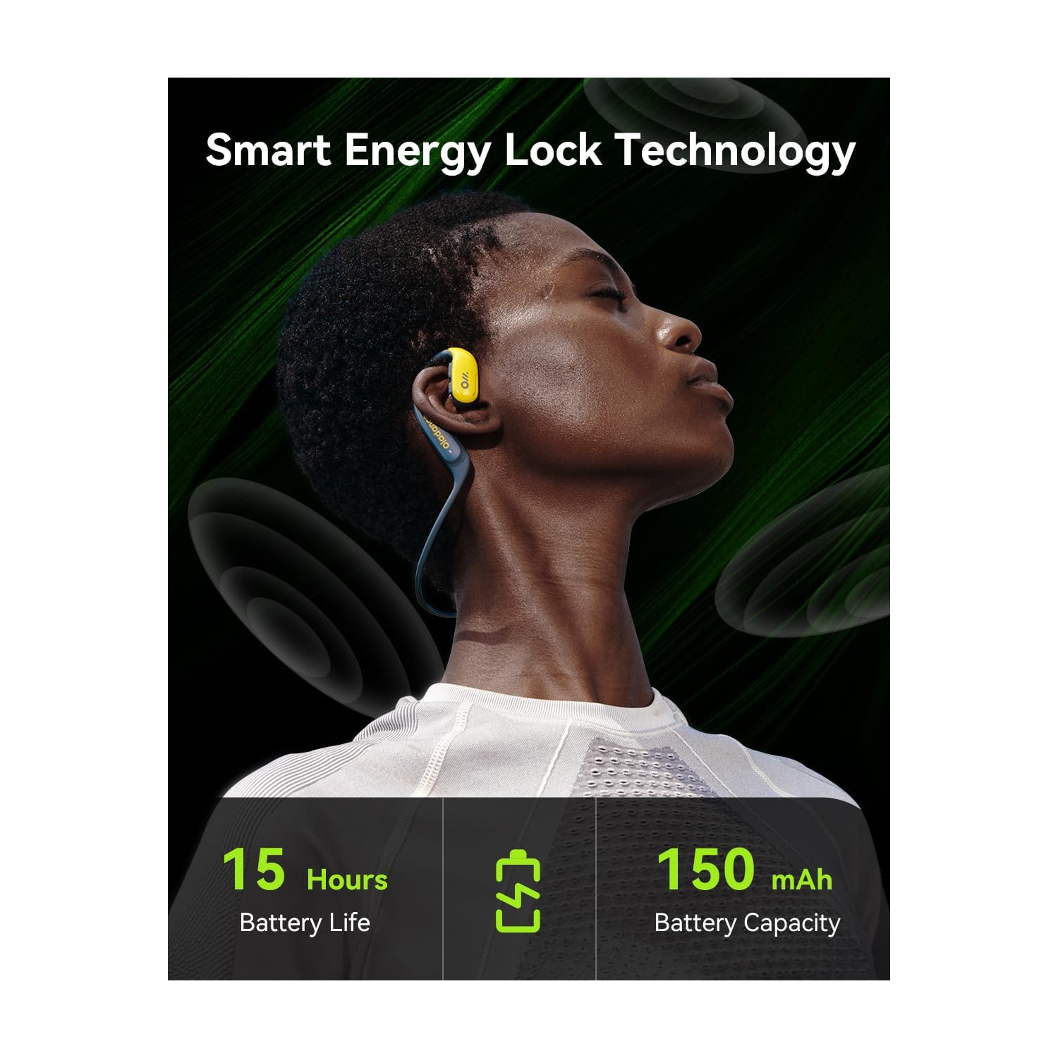 Oladance Open-Ear Headphone Sports, 15 Hours Open Wearable Stereo Bluetooth Headphones IPX8 Waterproof for Running Cycling Gym, Wireless Bluetooth