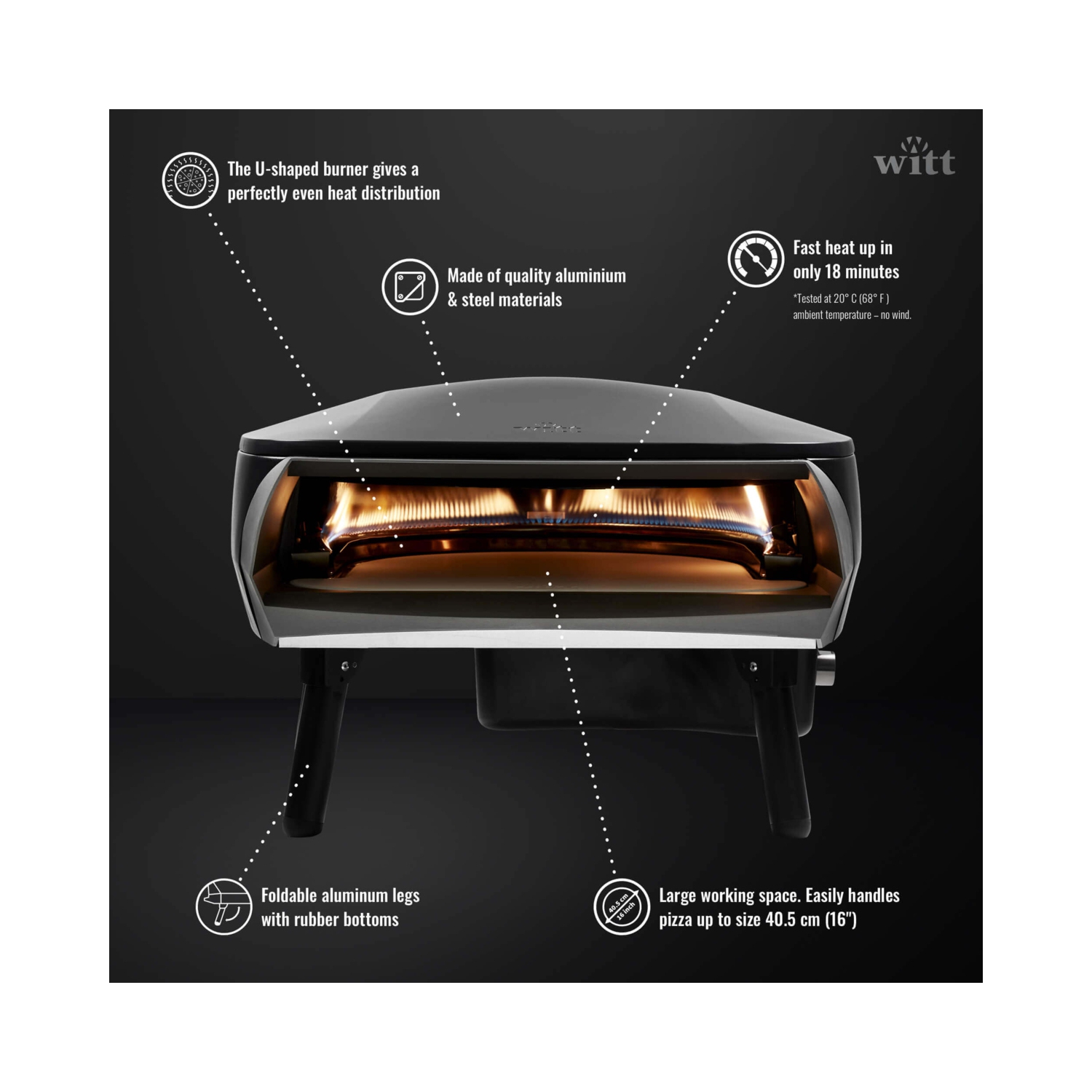 16” Witt Fermo Pizza Oven - Black
