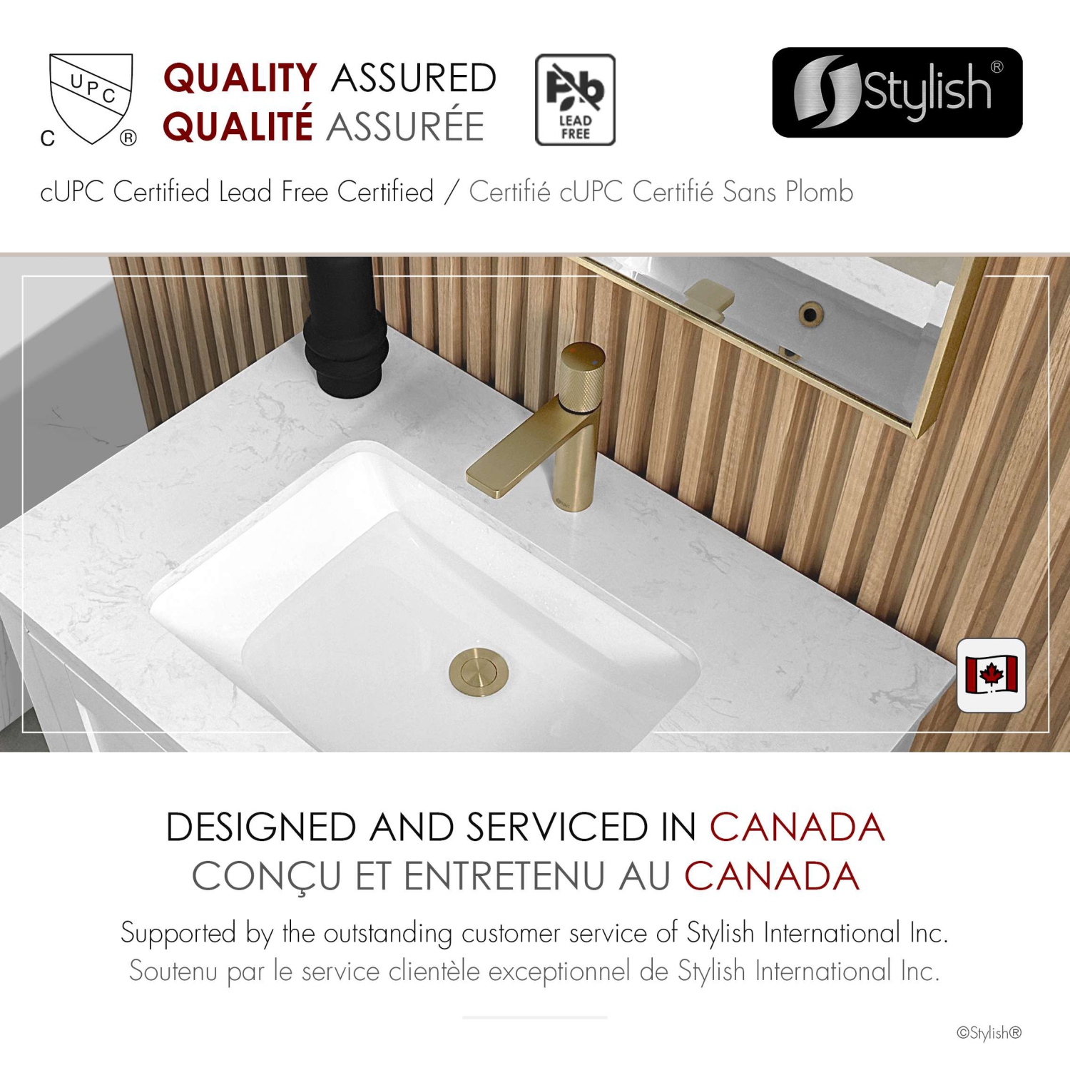 Stylish Riela Single Handle 7 1/2" Brushed Gold Bathroom Faucet B-104G