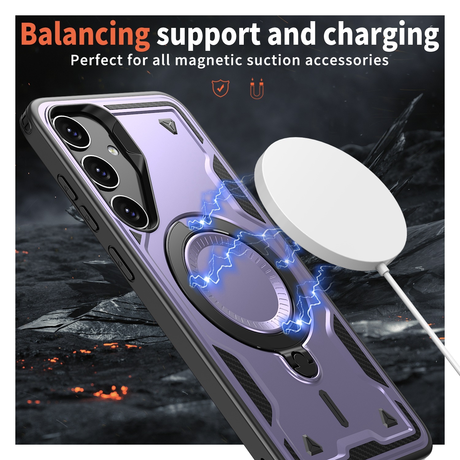 XCRS Defender Case Magsafe Cover, Magnetic Metal Kickstand Ring Holder Shockproof Case for Samsung Galaxy A15 5G