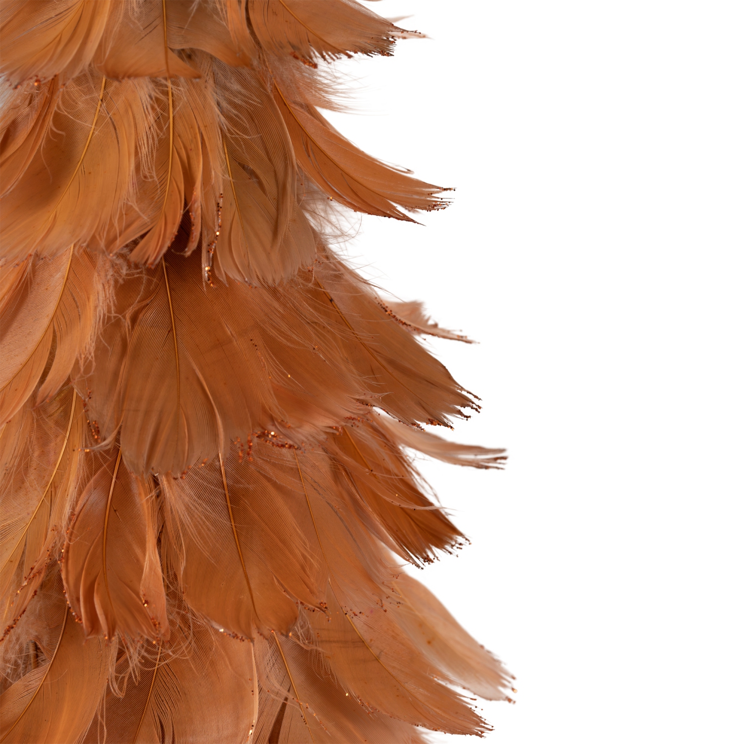 Small Layered Feather Cone Tree Glittered Christmas Decoration - 16" - Rust Orange