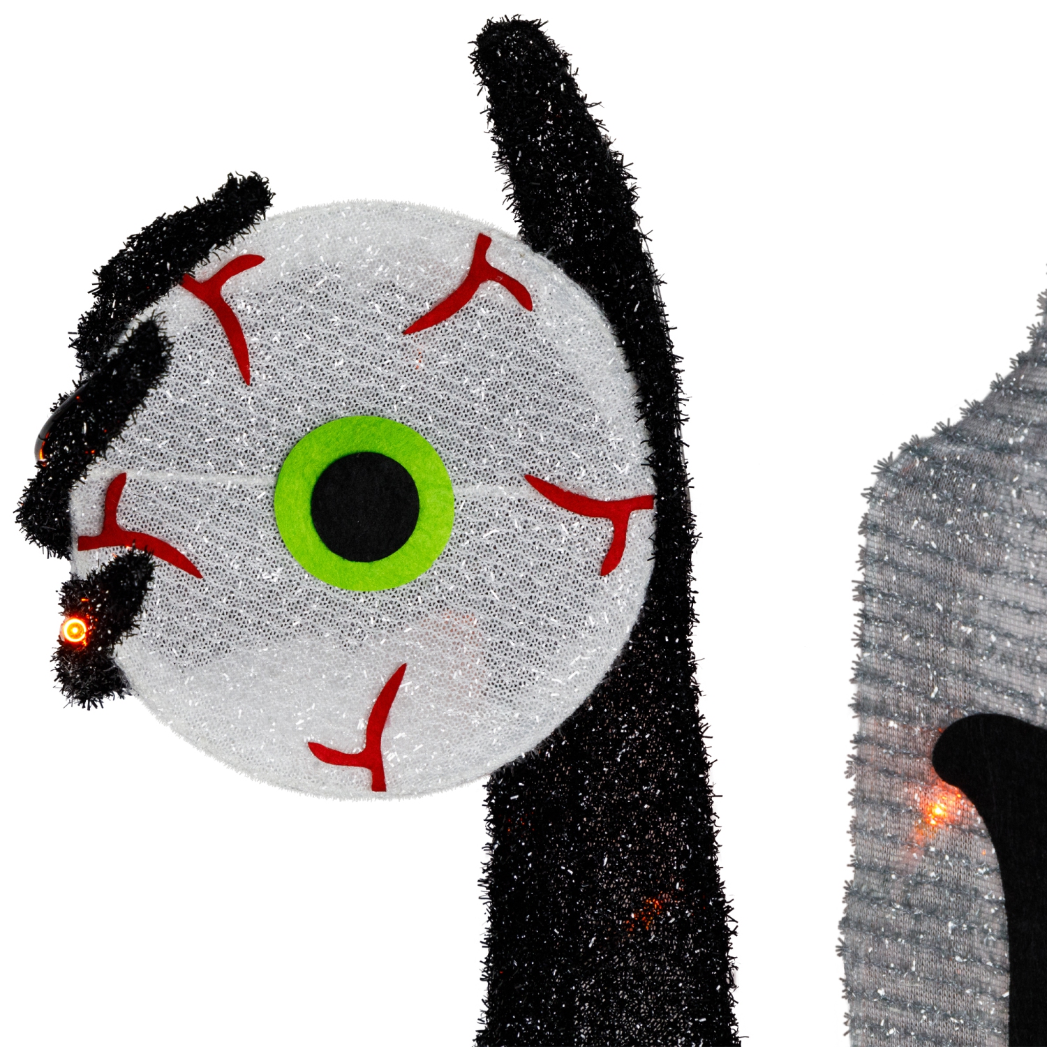 Lighted Tombstone Halloween Decoration - 31.5" - Black and Gray - Orange LED Lights