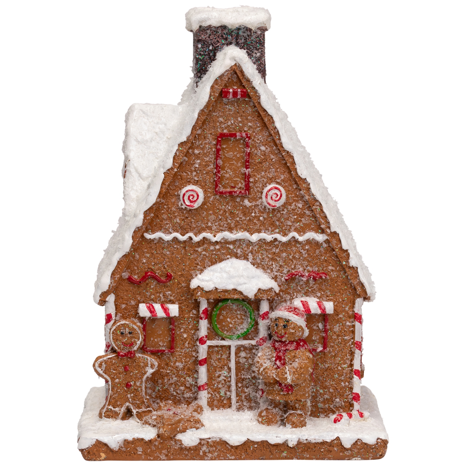 Frosted Gingerbread House with Gingerbread Man Christmas Decoration - 8.5"