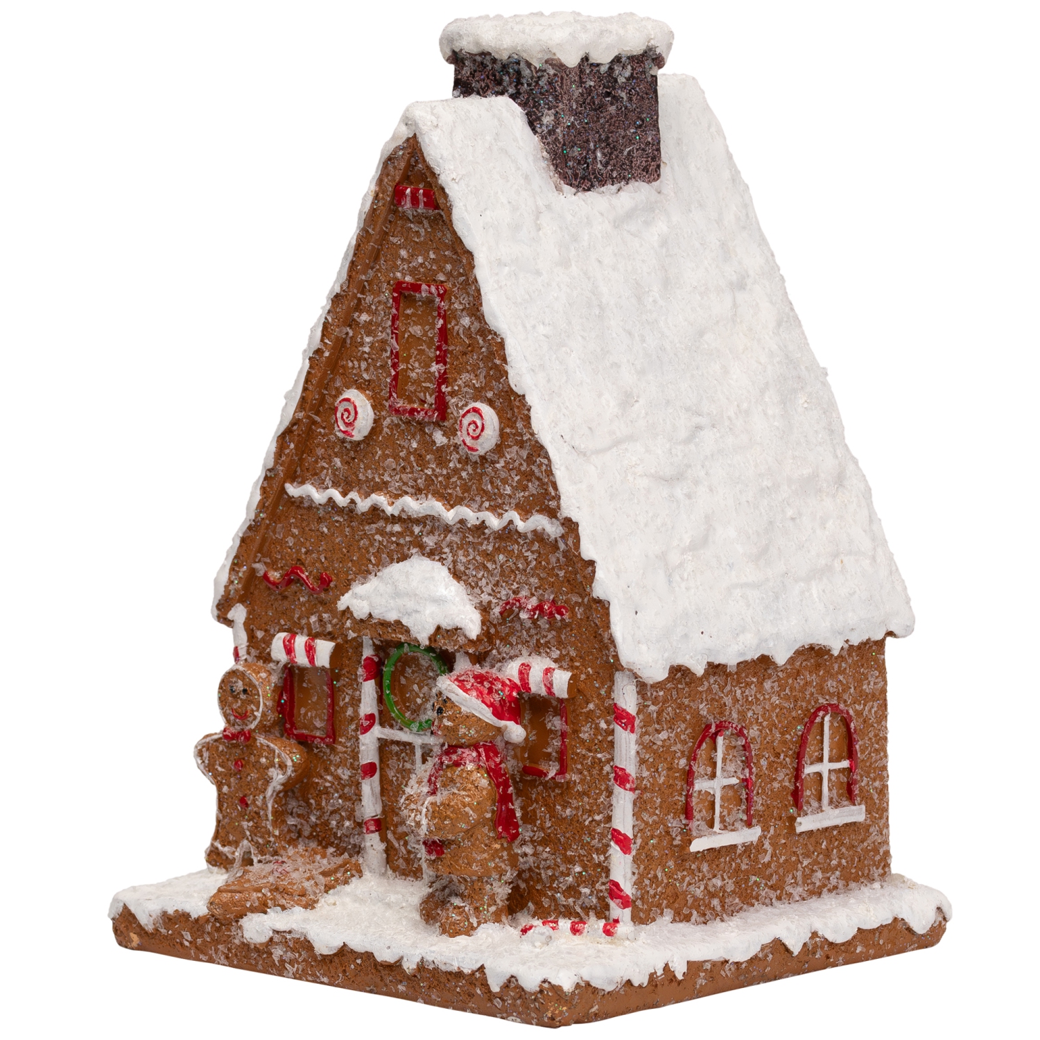 Frosted Gingerbread House with Gingerbread Man Christmas Decoration - 8.5"