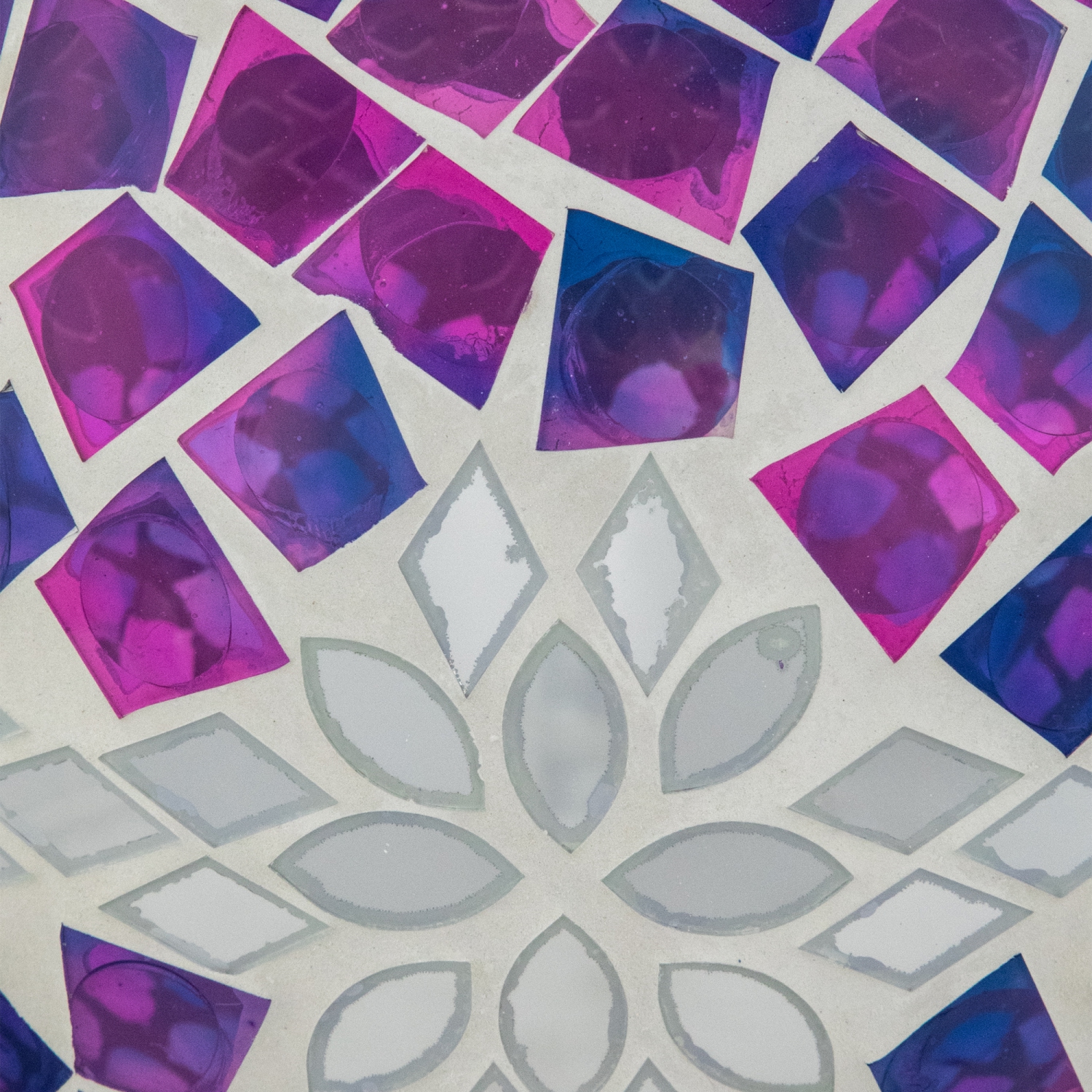 Mosaic Floral Outdoor Garden Gazing Ball - 10" - Purple, Pink and Silver