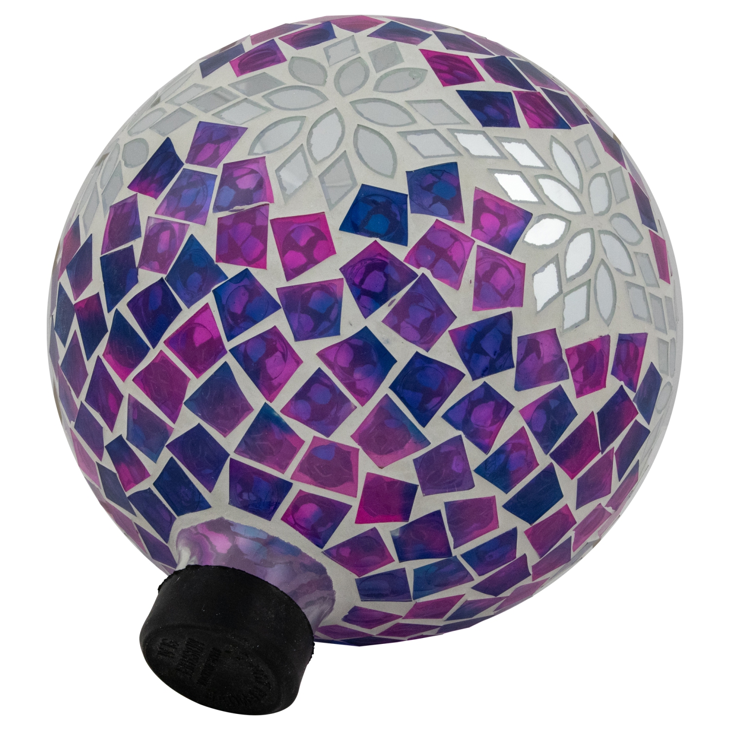 Mosaic Floral Outdoor Garden Gazing Ball - 10" - Purple, Pink and Silver