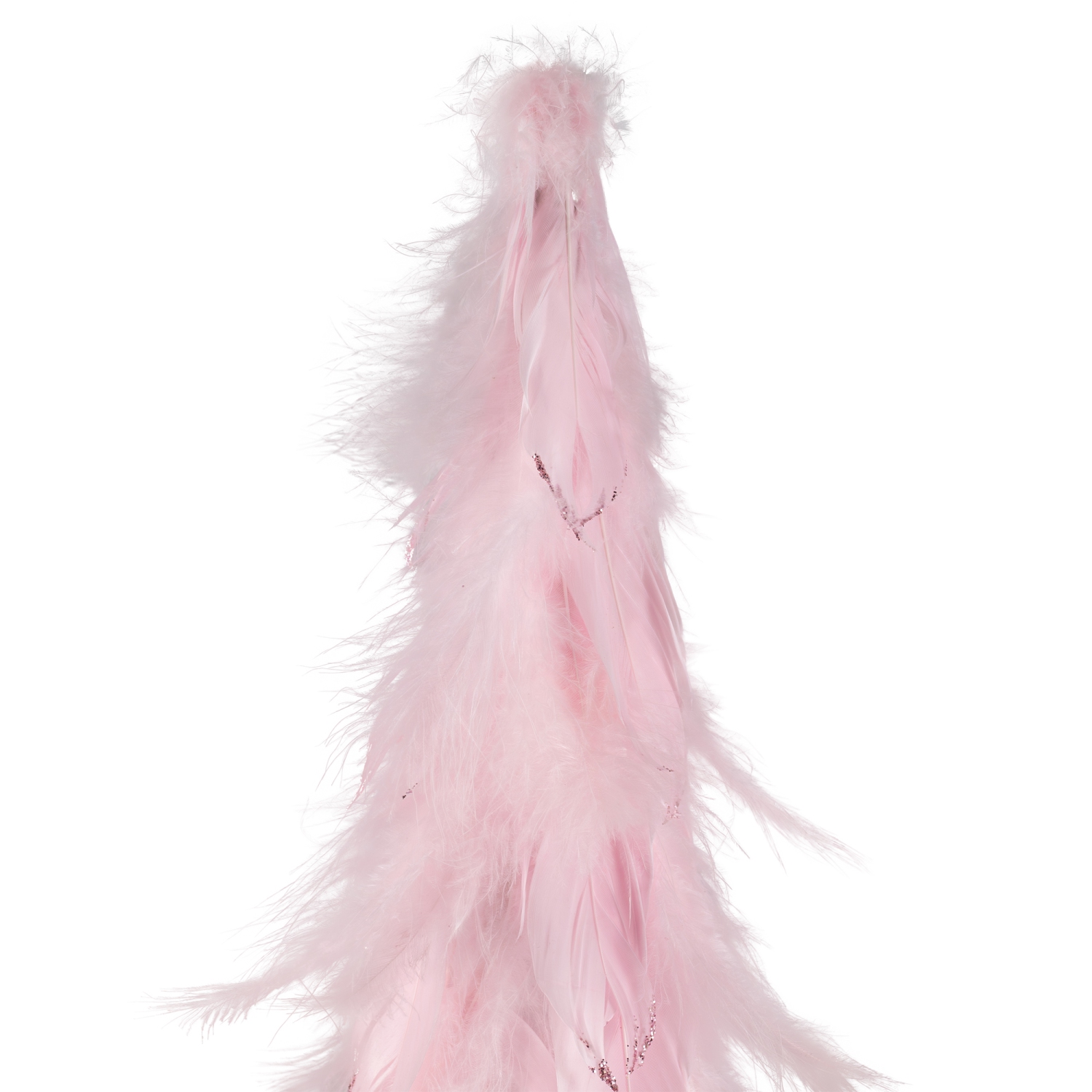 Small Layered Feather Cone Tree Glittered Christmas Decoration - 16" - Pink