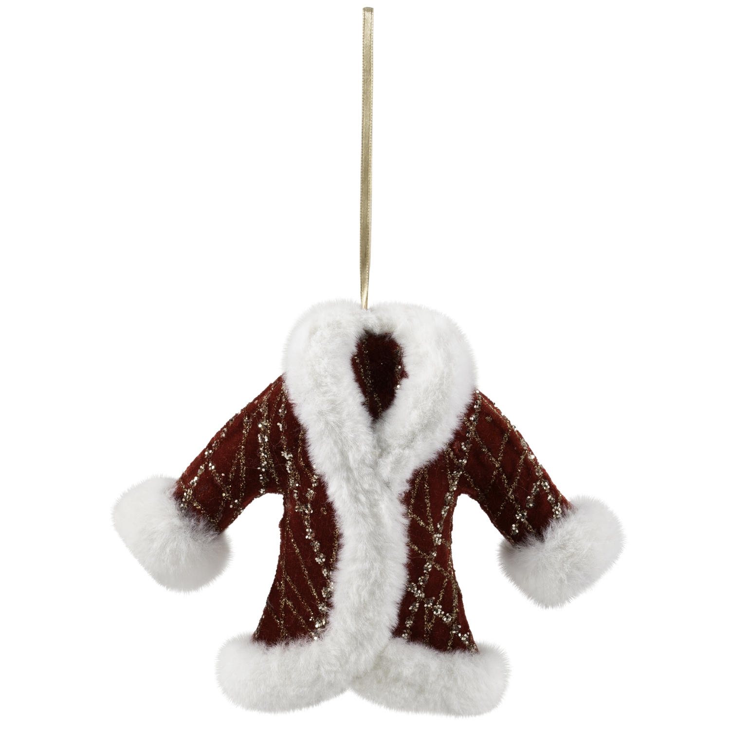 Glittered Winter Coat with Plush Trim Christmas Ornament - 6.5" - Red