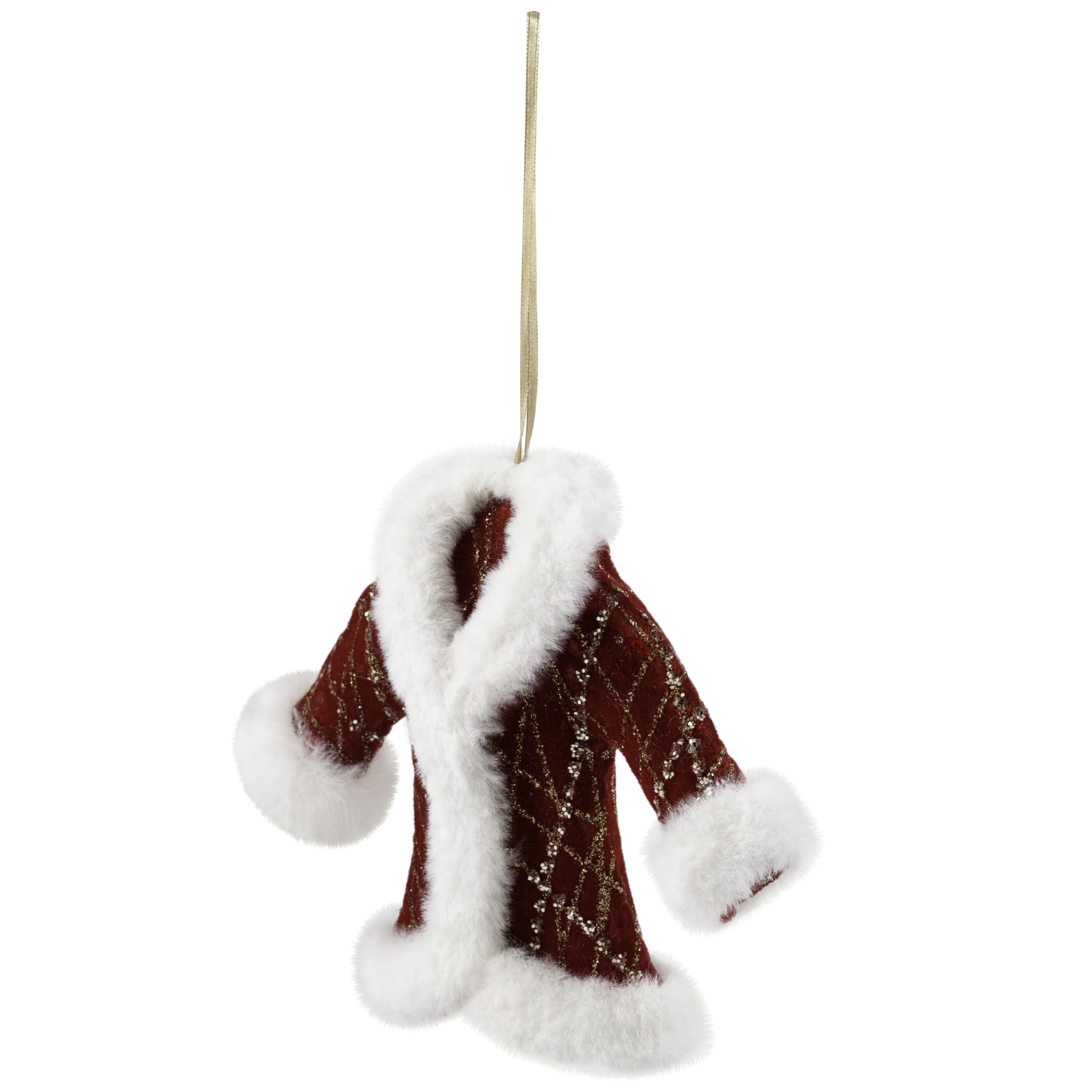 Glittered Winter Coat with Plush Trim Christmas Ornament - 6.5" - Red