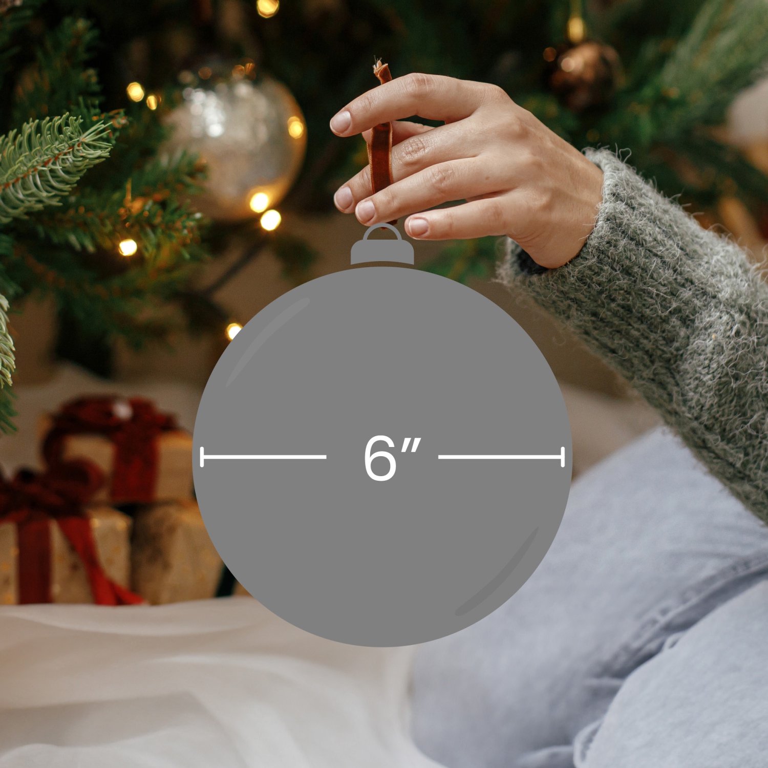 Glitter Edged Feathers Christmas Ball Ornament - 6" - Rust Orange