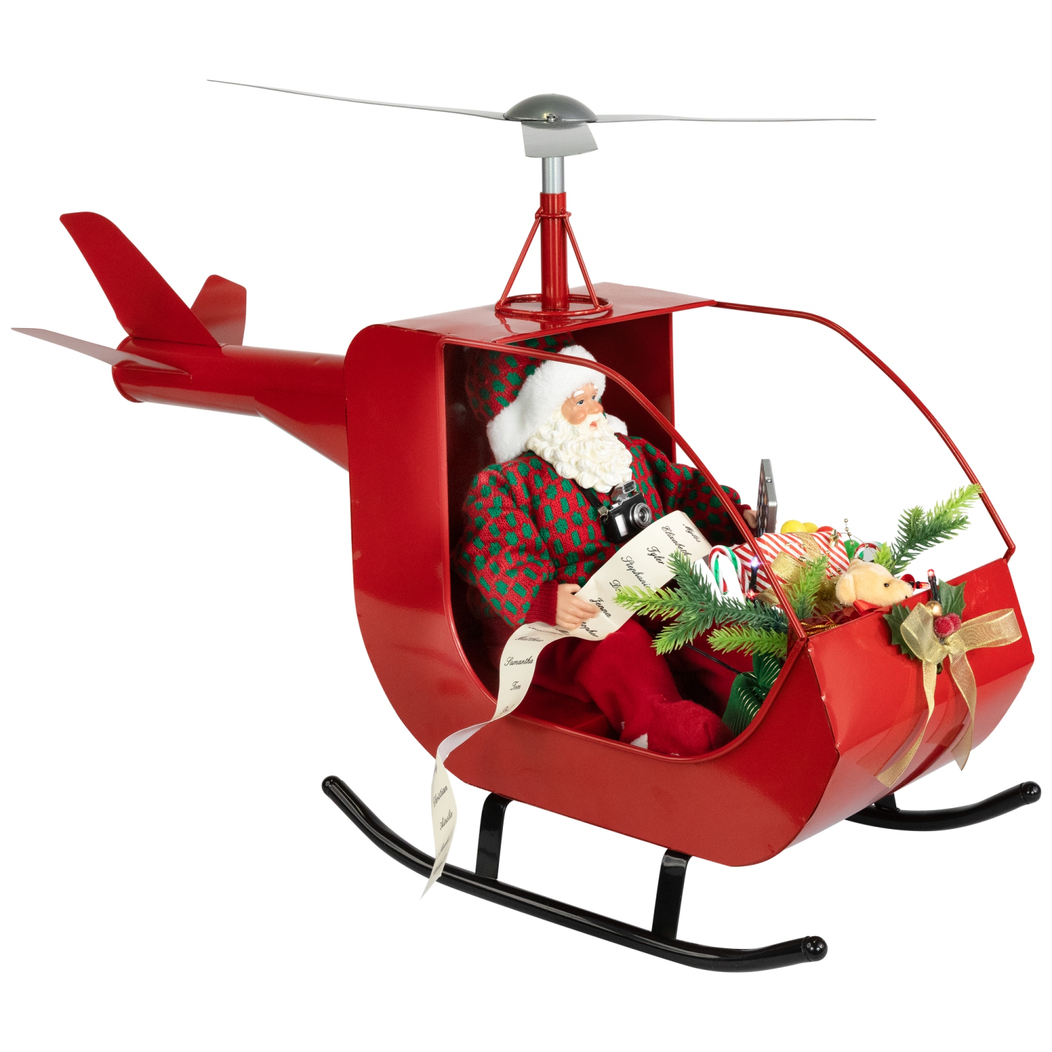 Lighted and Musical Santa Claus Helicopter Christmas Decoration - 31"