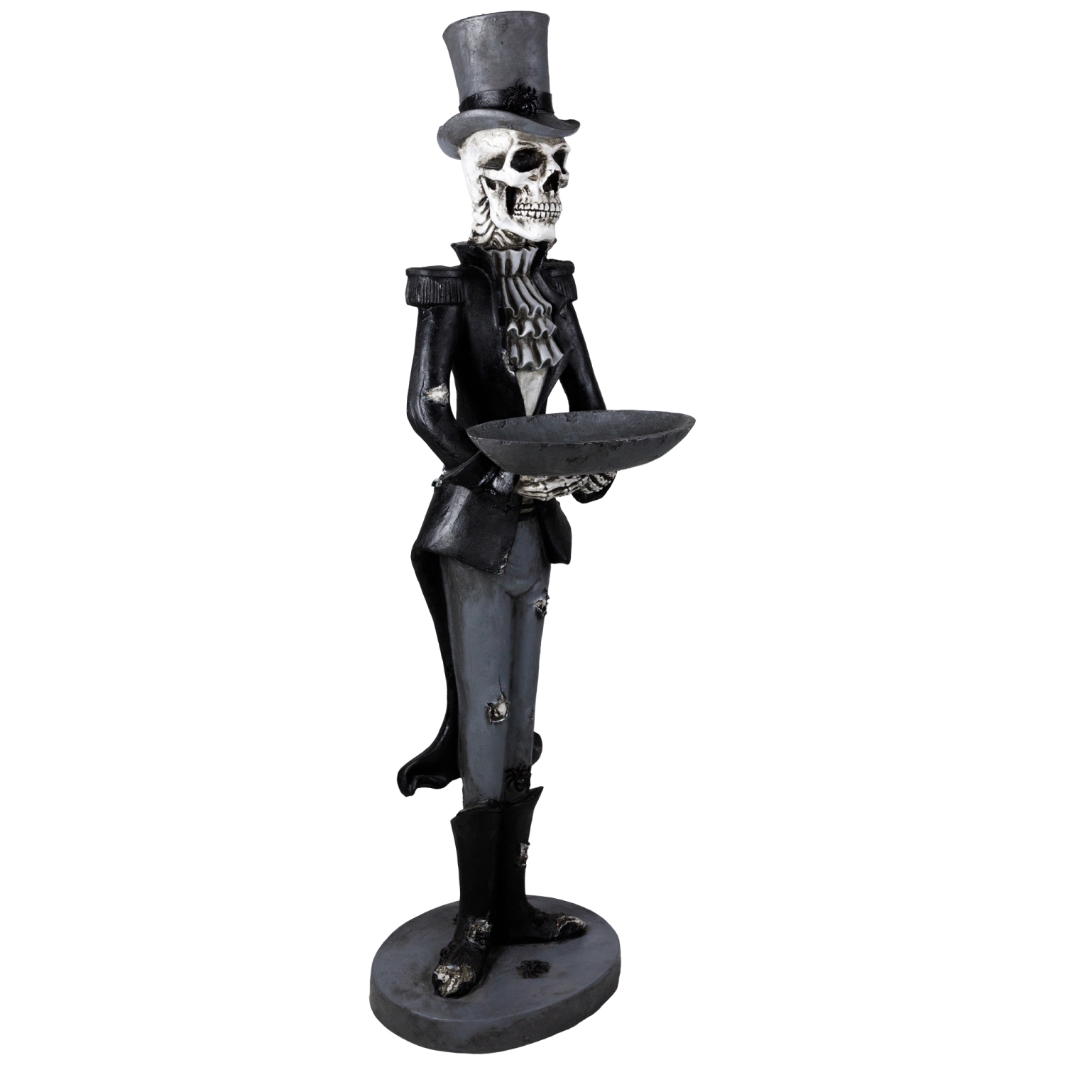 Skeleton Butler with Tray Standing Halloween Statue - 4.5'