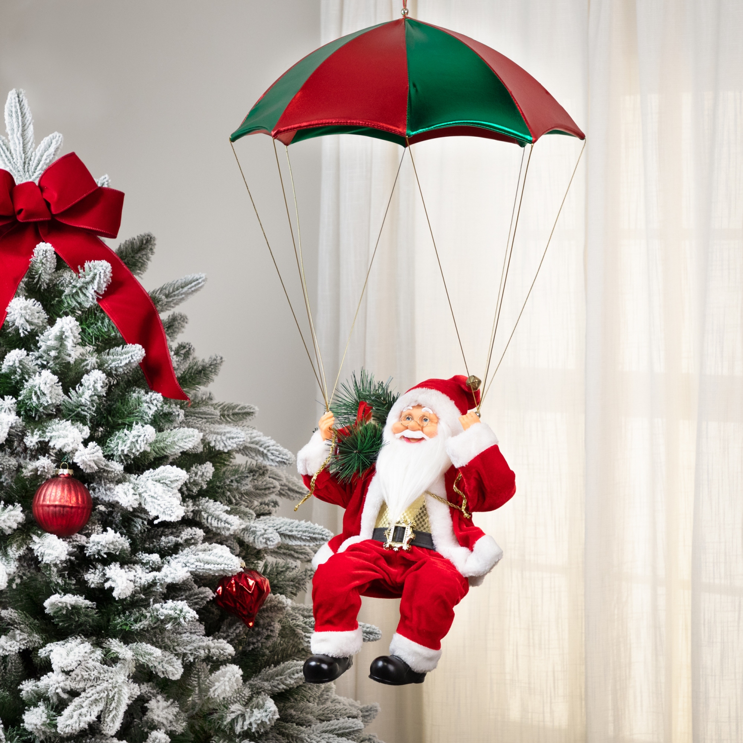 Santa Claus with Gifts Parachute Christmas Decoration - 32"