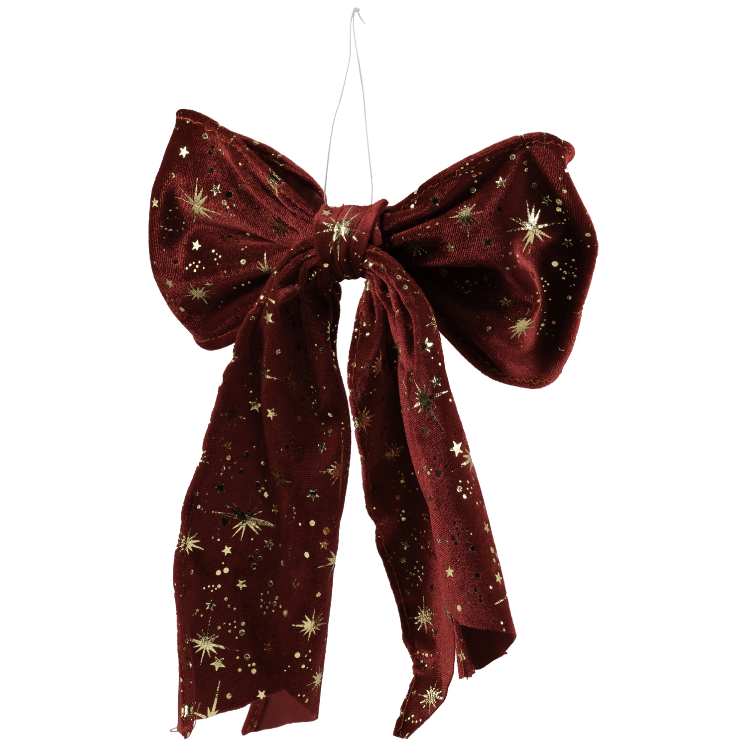 Glittered Starburst Velveteen Bow Christmas Decoration - 9"