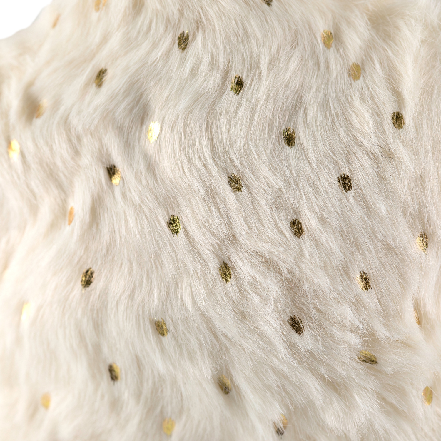 Faux Fur Star Plush Christmas Ornaments - 4.75" - Cream - Set of 4
