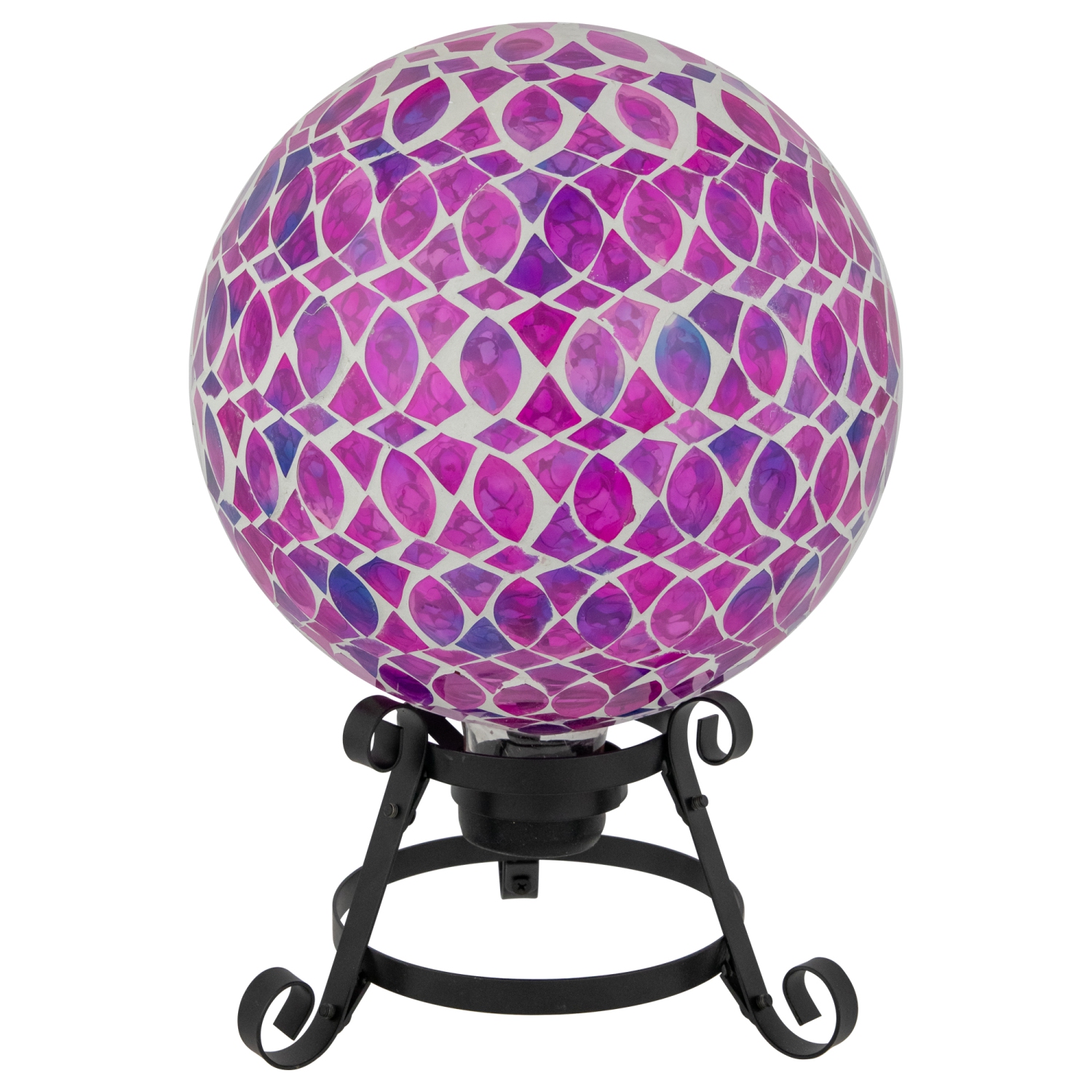 Iridescent Mosaic Outdoor Garden Gazing Ball - 10" - Purple, Pink and White