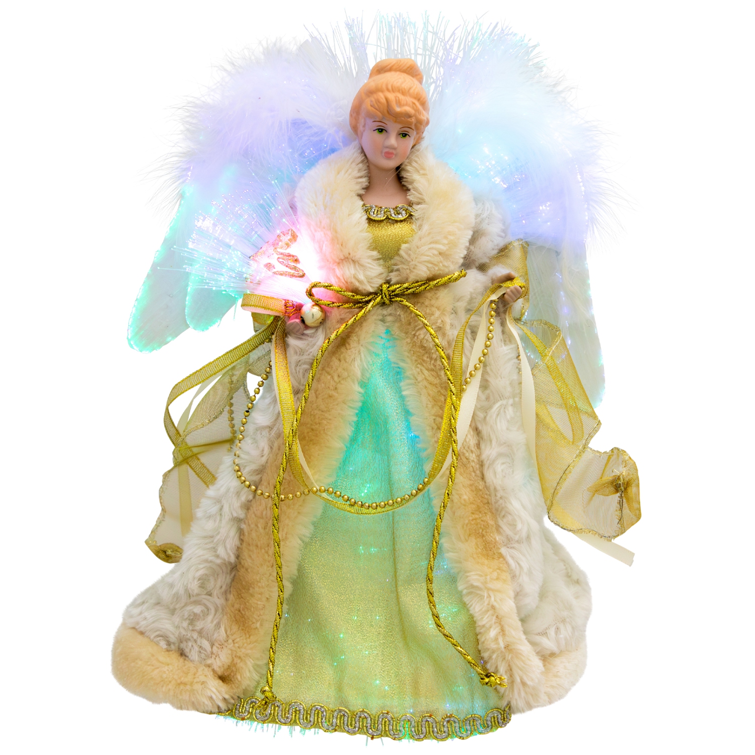 Color-Changing Fiber Optic Angel Christmas Tree Topper - 12" - Gold