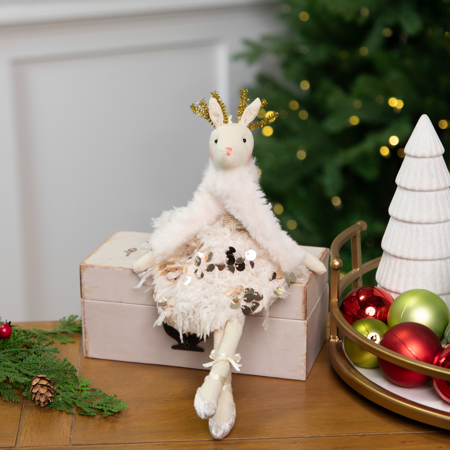 Reindeer Ballerina Hanging Christmas Figure - 12"