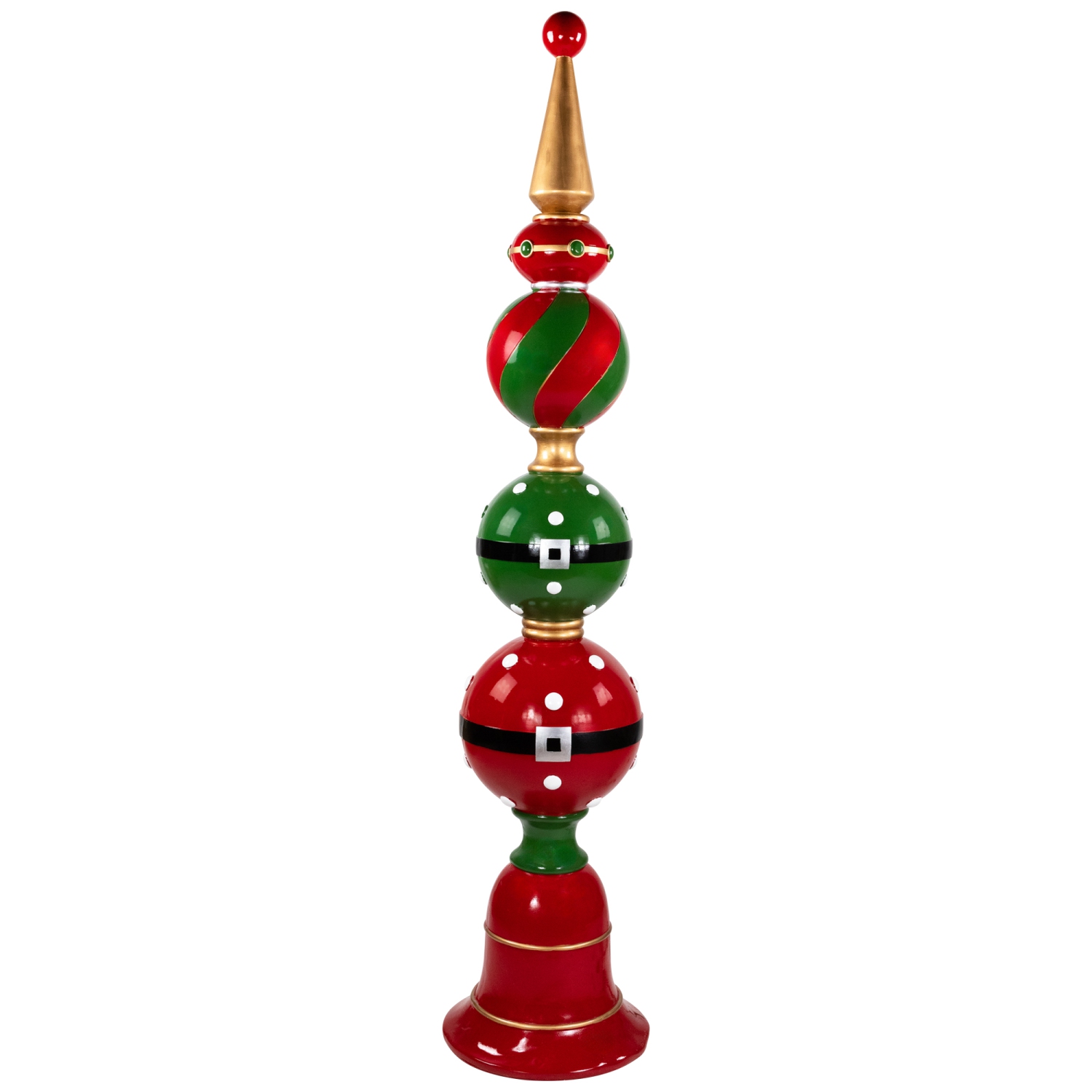 Embout de Noël avec base en cloche de taille commerciale - 65&nbsp;po - Rouge et vert