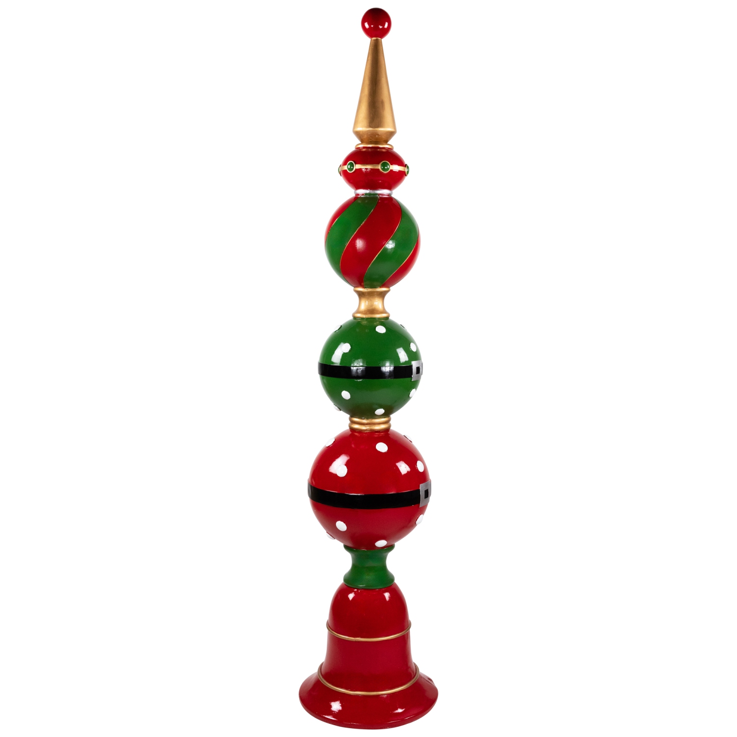 Embout de Noël avec base en cloche de taille commerciale - 65&nbsp;po - Rouge et vert