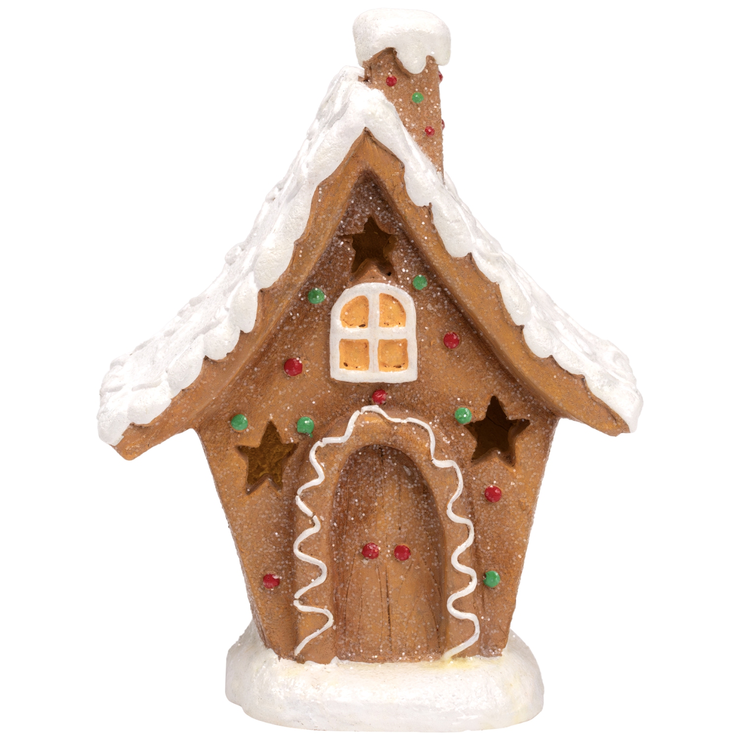 LED Lighted Gingerbread House with Star Windows Christmas Decoration - 7.25"