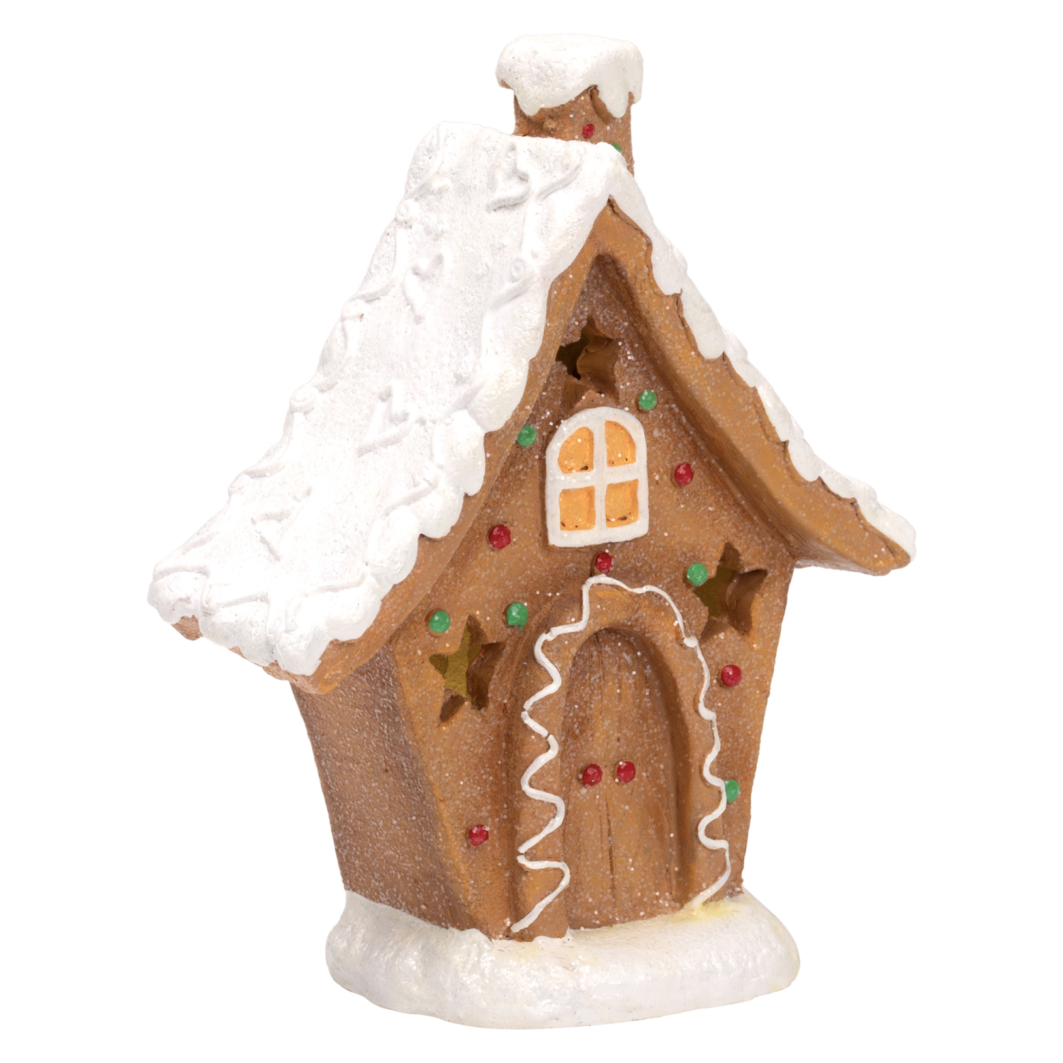 LED Lighted Gingerbread House with Star Windows Christmas Decoration - 7.25"