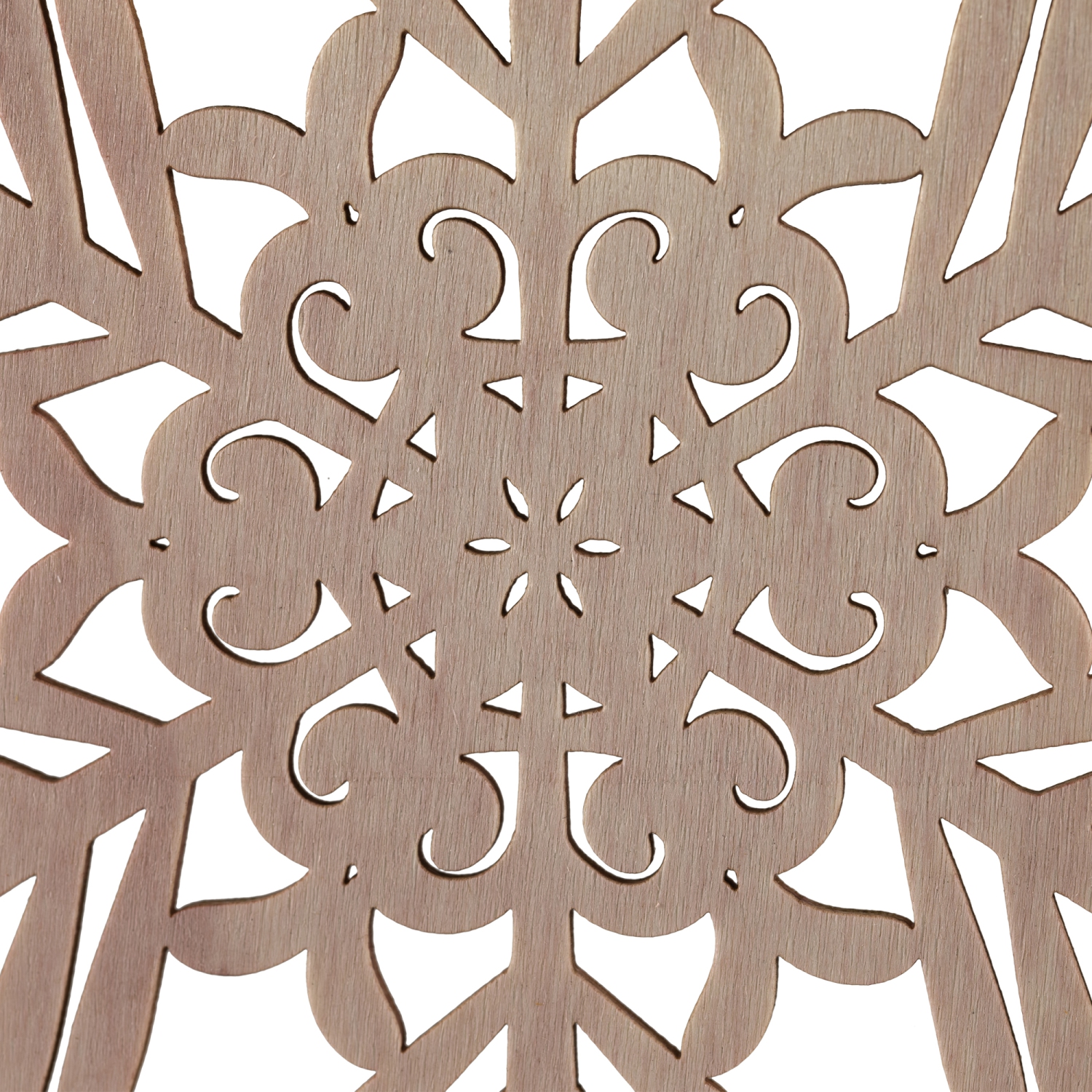 Décorations de Noël en bois découpées en forme de flocon de neige - 4,75 po - Rose - Ensemble de 4