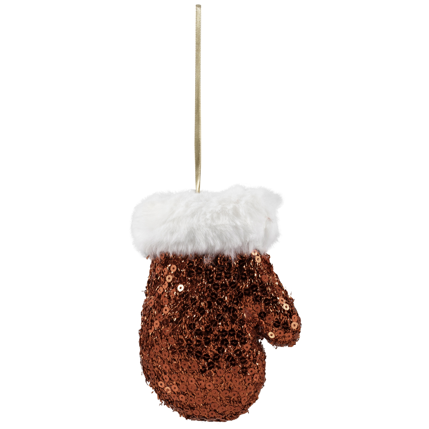 Ornement de Noël à paillettes avec bordure en peluche - 6 po - Rouge