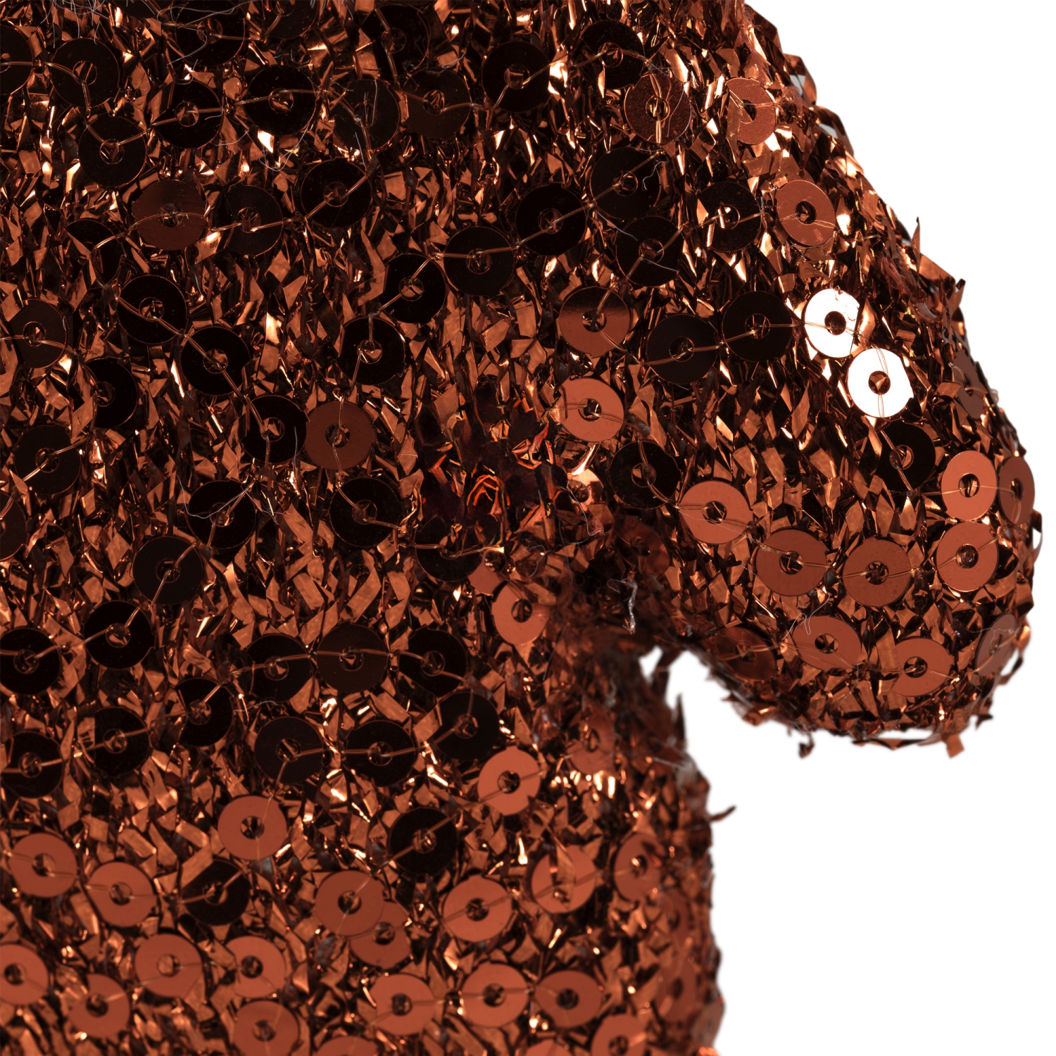 Ornement de Noël à paillettes avec bordure en peluche - 6 po - Rouge