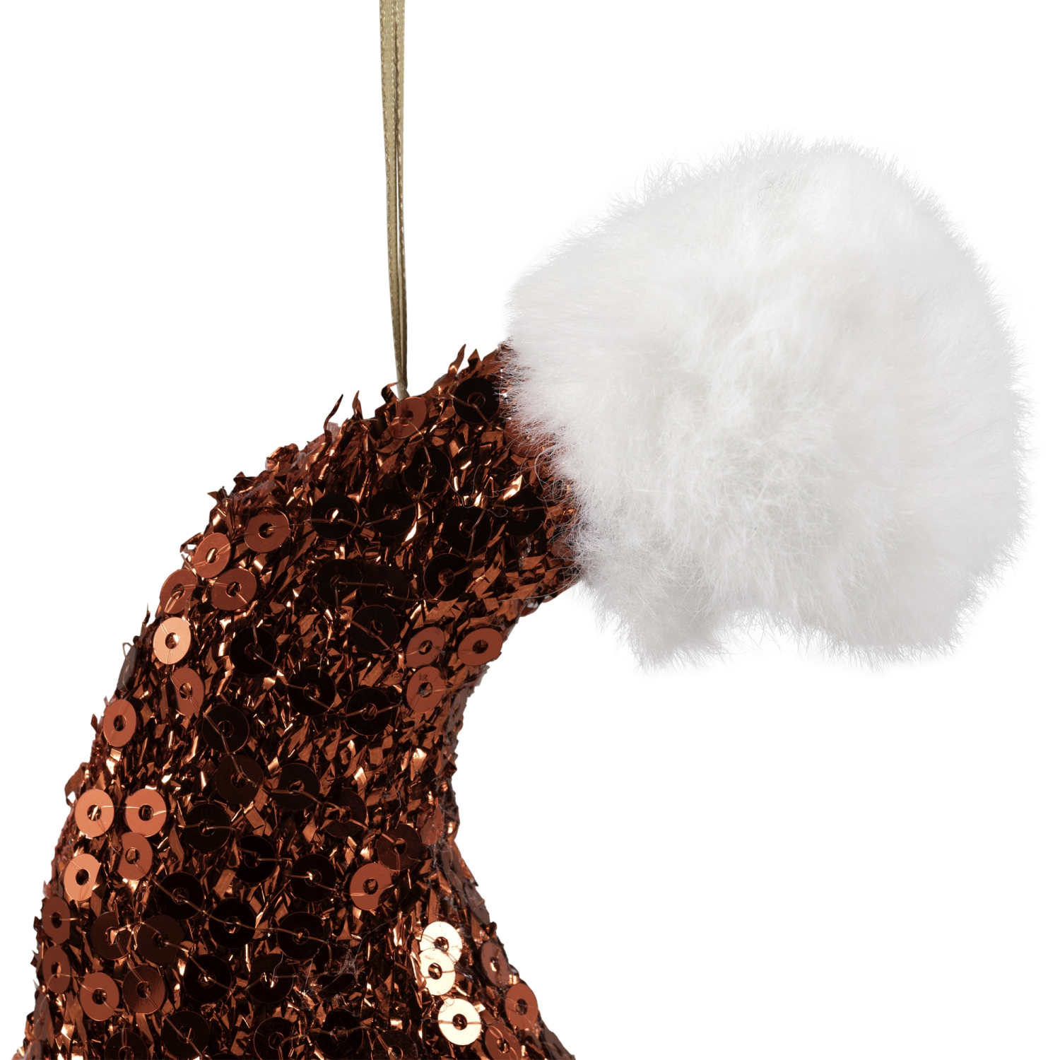 Sequined Santa Hat with Plush Trim Christmas Ornament - 8.5" - Red