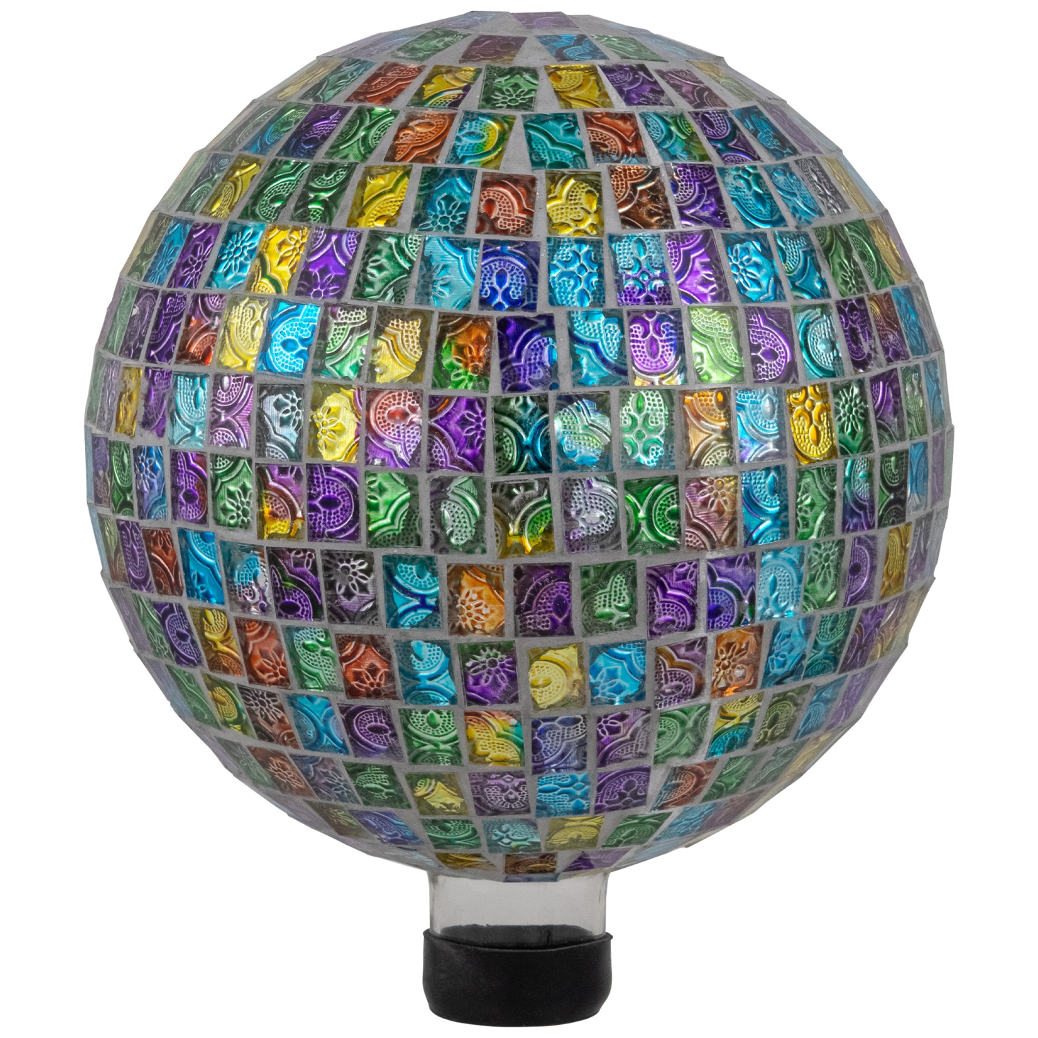 Boule de jardinage pour l'extérieur avec panneau de fenêtre en mosaïque - 10&nbsp;po - Multicolore
