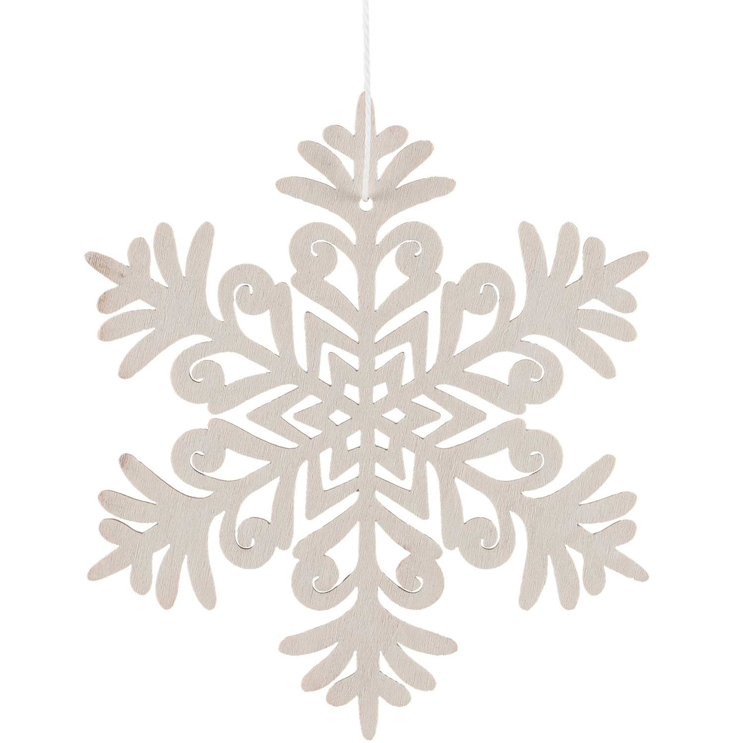 Décorations de Noël en bois découpées en forme de flocon de neige - 4,75 po - Blanc - Ensemble de 4