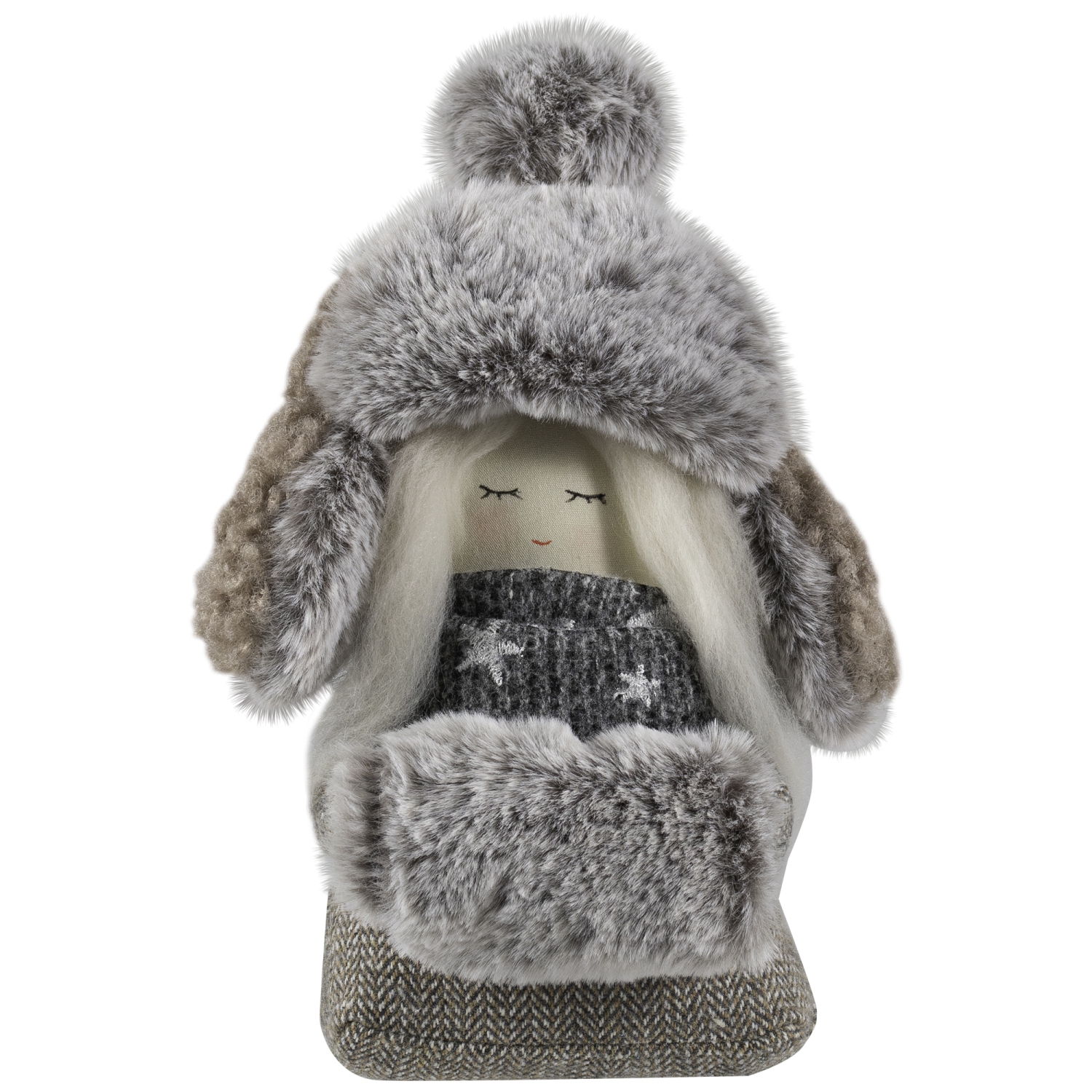 Gnome Girl with Plush Trapper Hat Christmas Figure - 5.5"