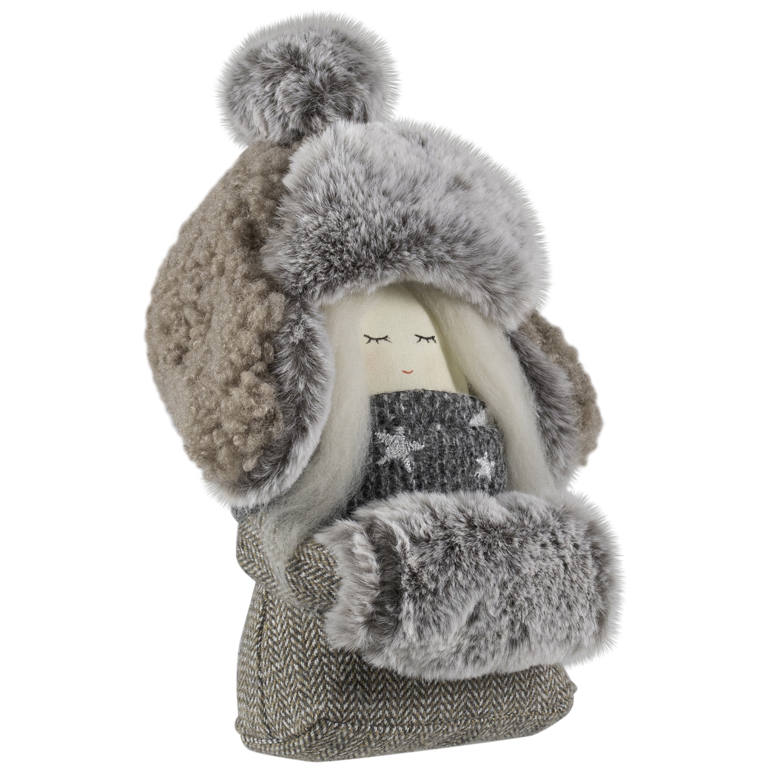 Gnome Girl with Plush Trapper Hat Christmas Figure - 5.5"