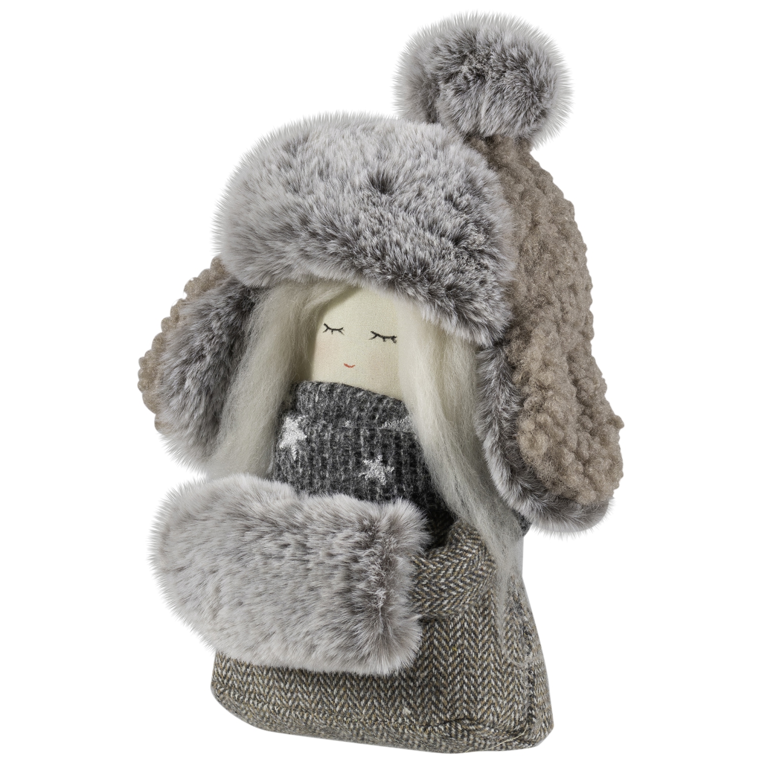 Gnome Girl with Plush Trapper Hat Christmas Figure - 5.5"