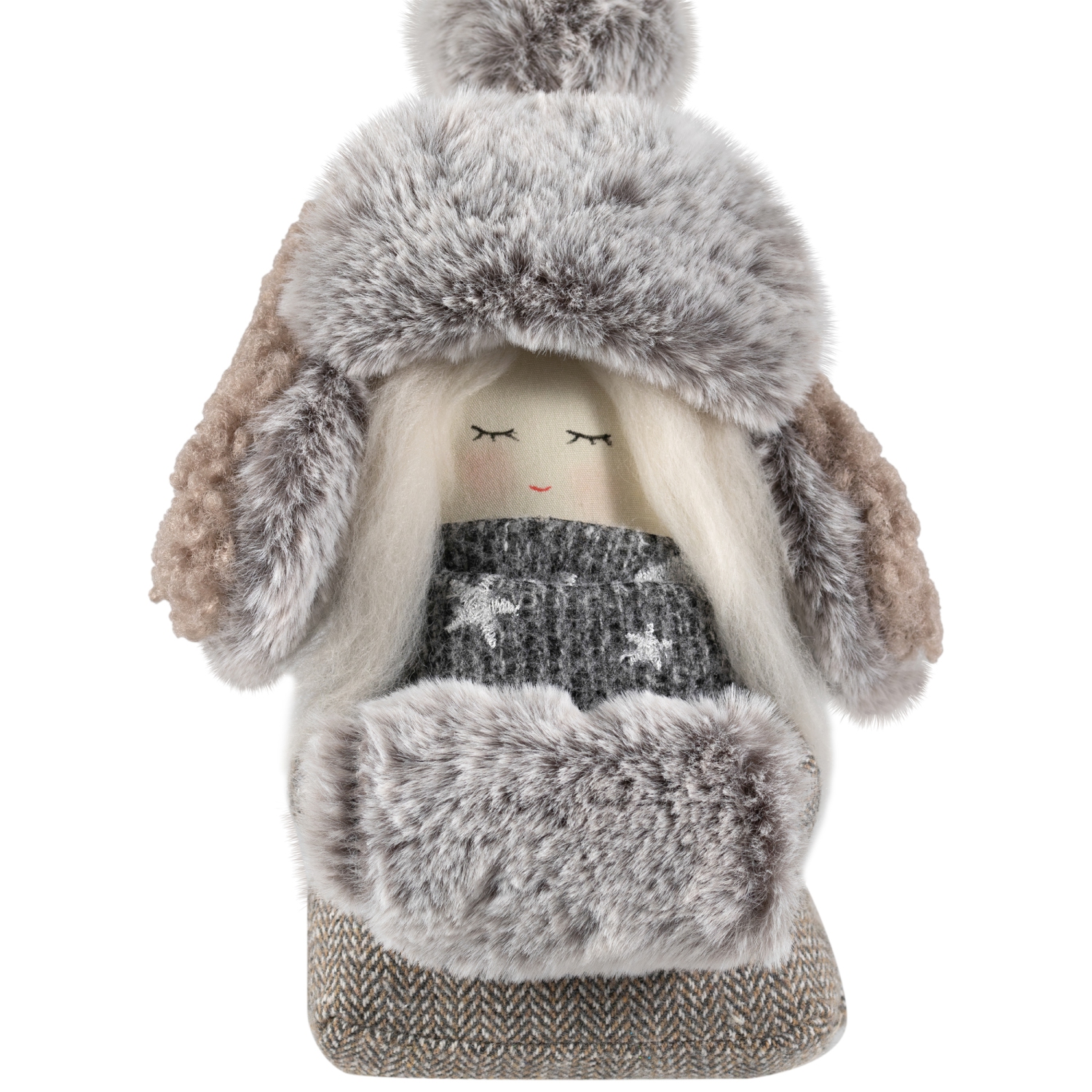 Gnome Girl with Plush Trapper Hat Christmas Figure - 5.5"