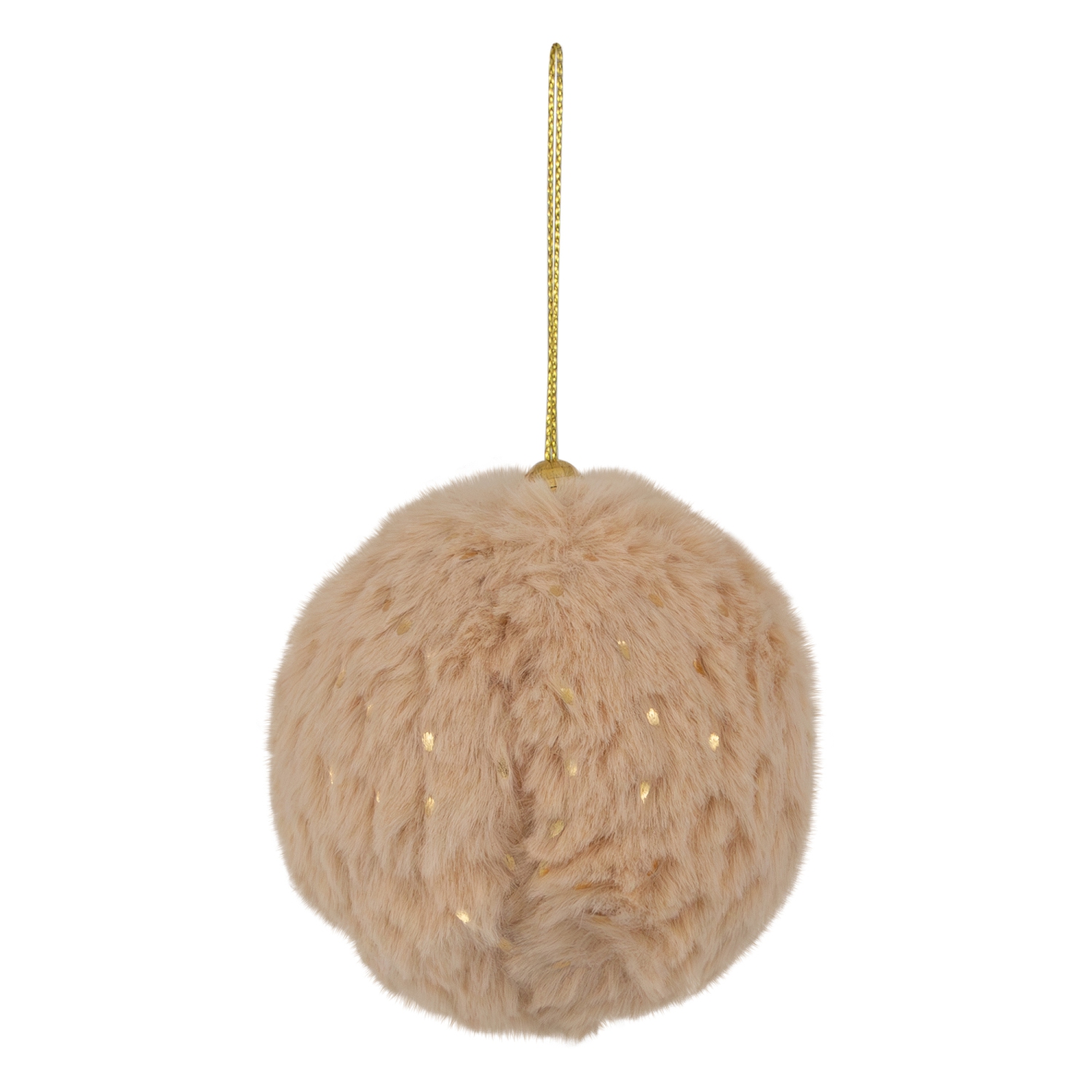Plush Polka-Dotted Christmas Ball Ornaments - 2.75" - Beige - Set of 4