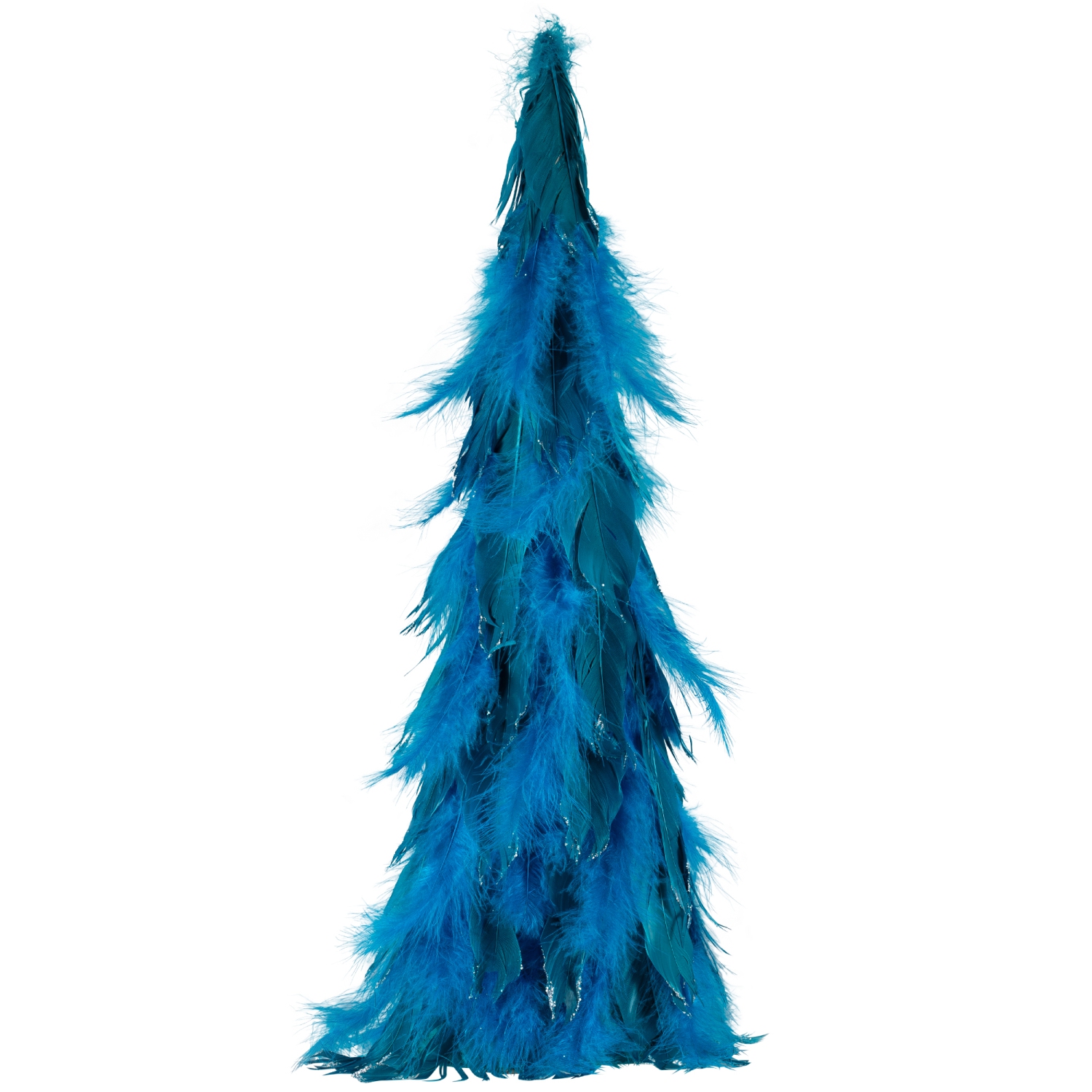 Two-Tone Layered Glitter Feather Cone Tree Christmas Decoration - 19.5" - Turquoise