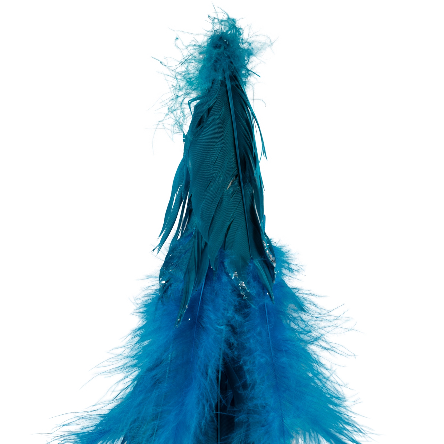 Two-Tone Layered Glitter Feather Cone Tree Christmas Decoration - 19.5" - Turquoise